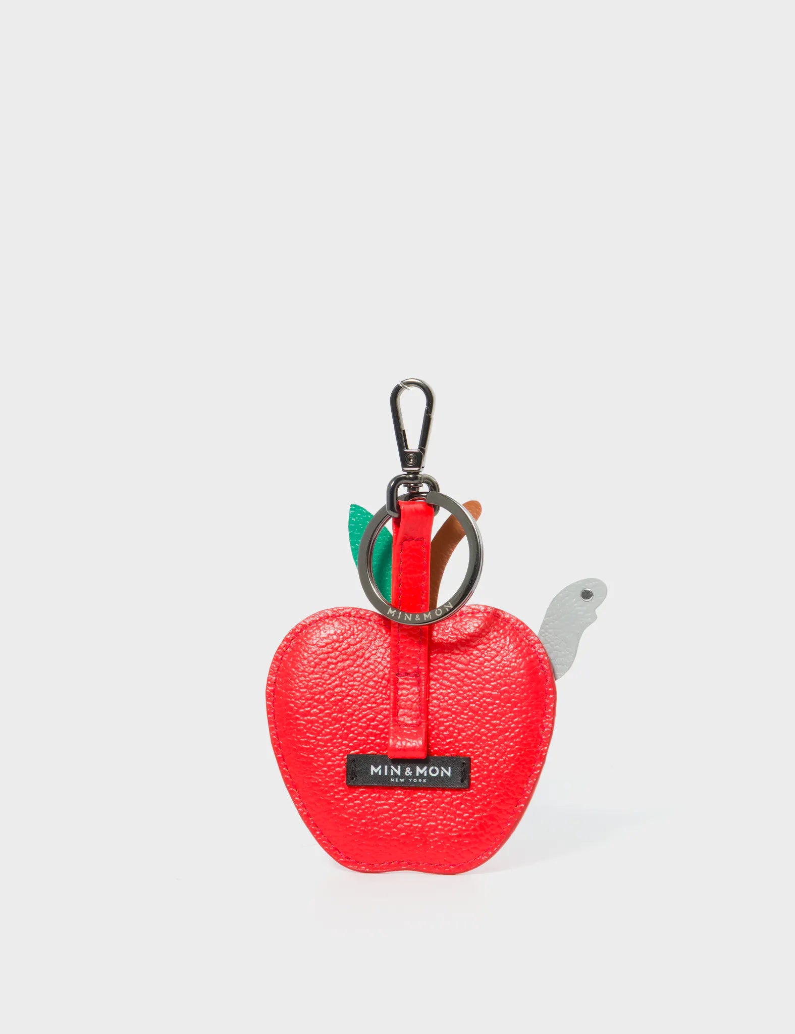 Wormhattan Charm - Fiesta Red Leather Keychain - Back View