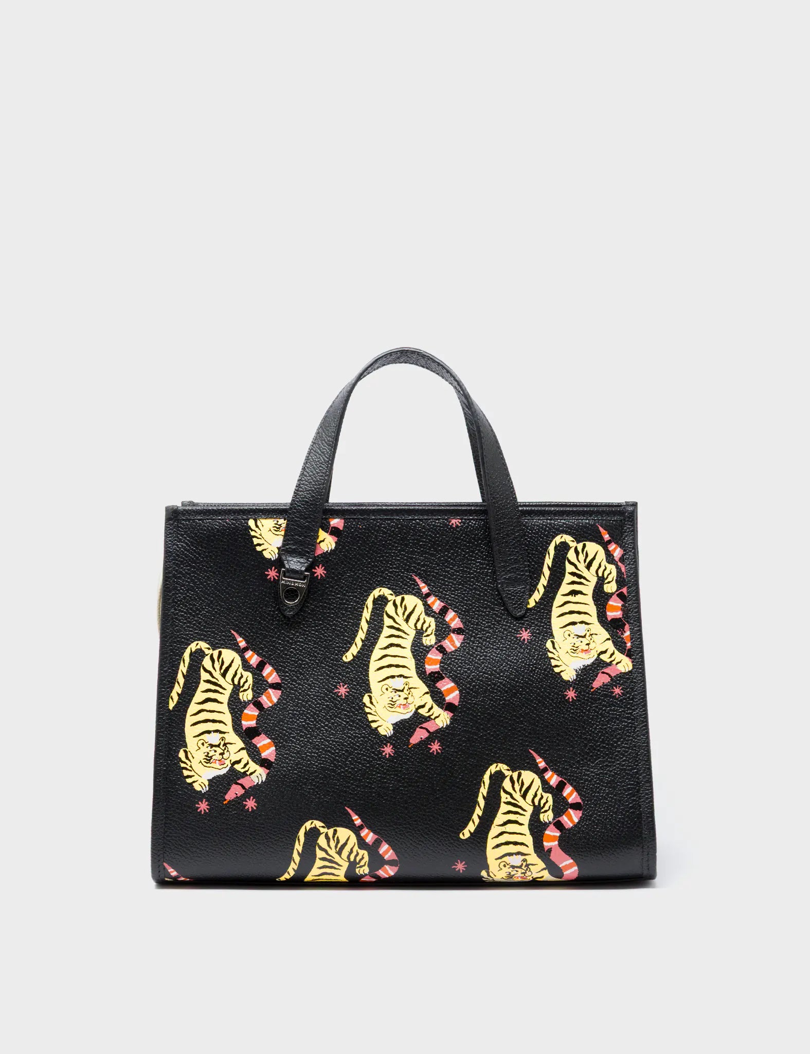 Simon Black Leather Medium Handbag - Creatures of the Future Design - Front View