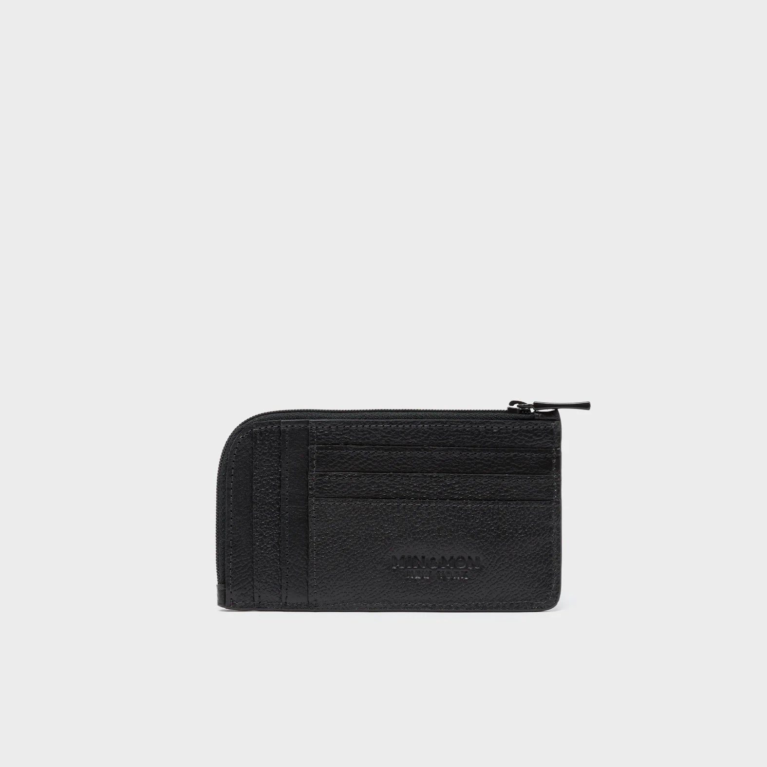 Fausto Black Leather Zip-around Cardholder - Flying Tiger Embroidery - Back View