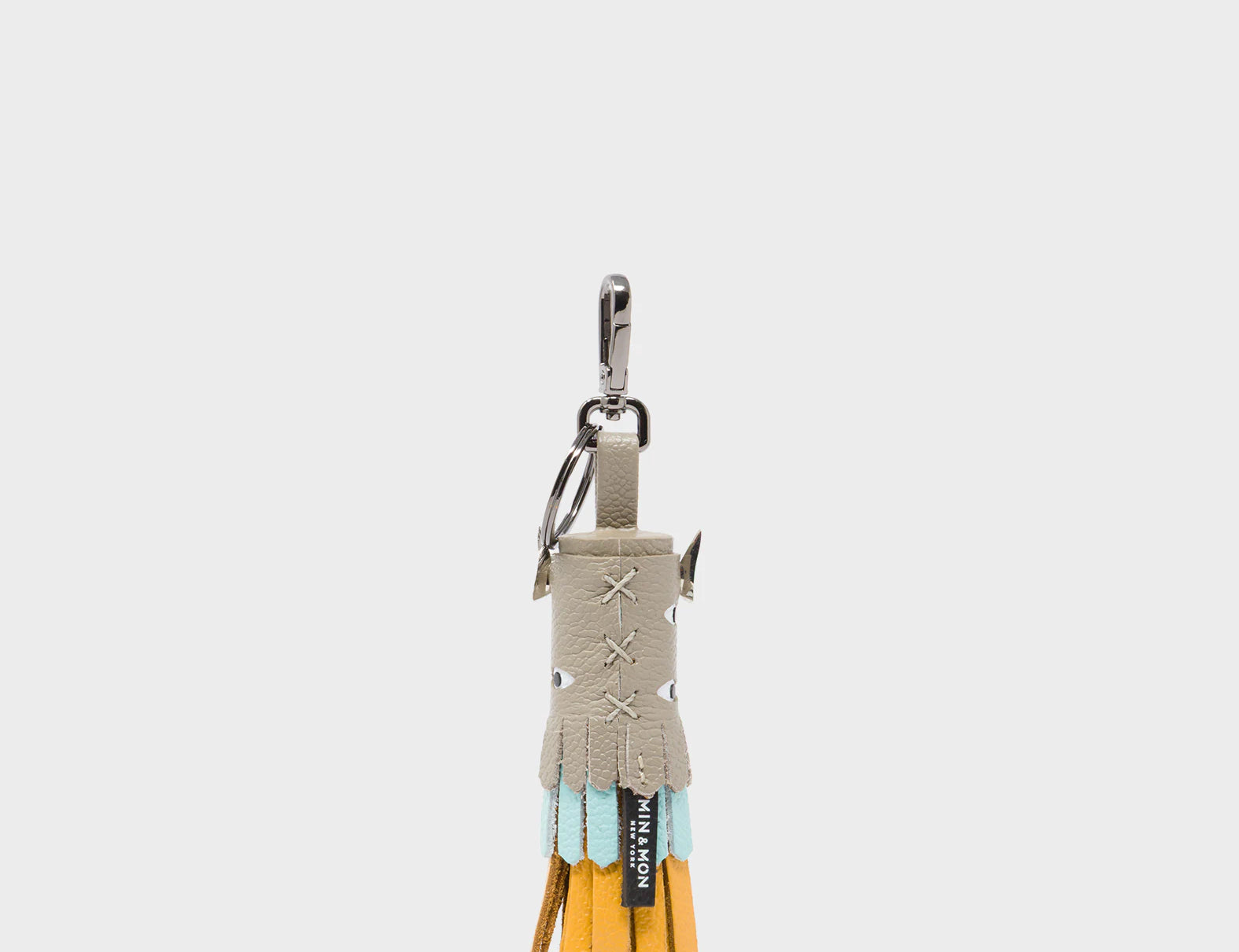 Oliver The Ox Charm - Tuffet Brown Leather Keychain - back
