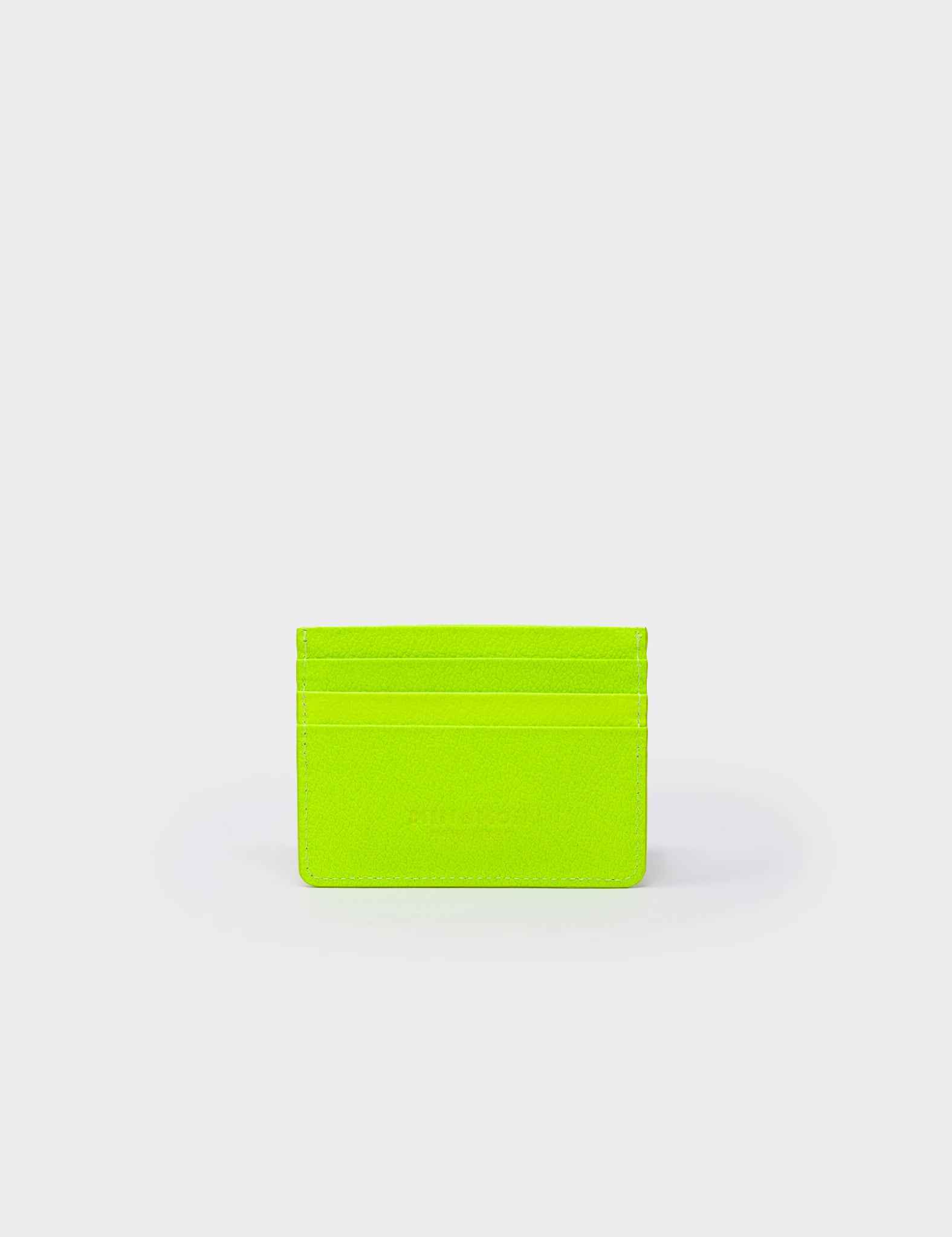 Filium Neon Yellow Leather Cardholder - All Over Eyes Embroidery - Back 