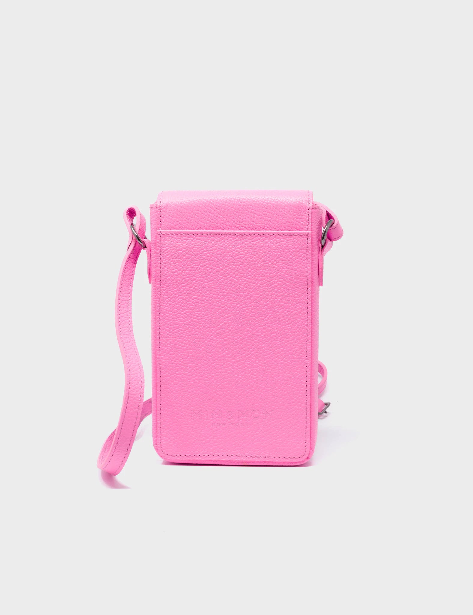 Max Bubblegum Pink Cellphone Crossbody Pouch - All Over Eyes Embroidery- Back View