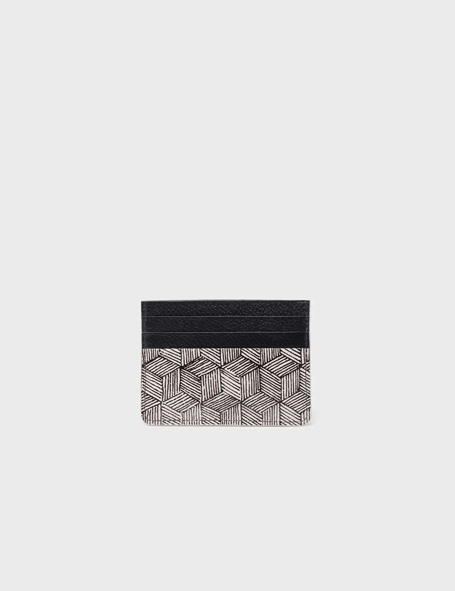 Filium Black and Cream Leather Cardholder - All Over Eyes Design - Back View