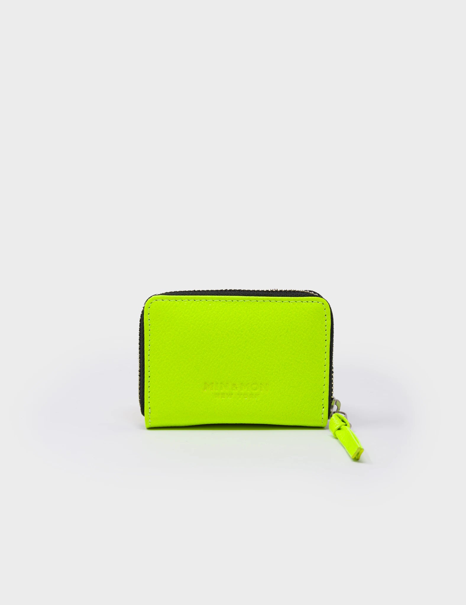 Frodo Neon Yellow Leather Zip Around Wallet - Eyes Embroidery - Back 
