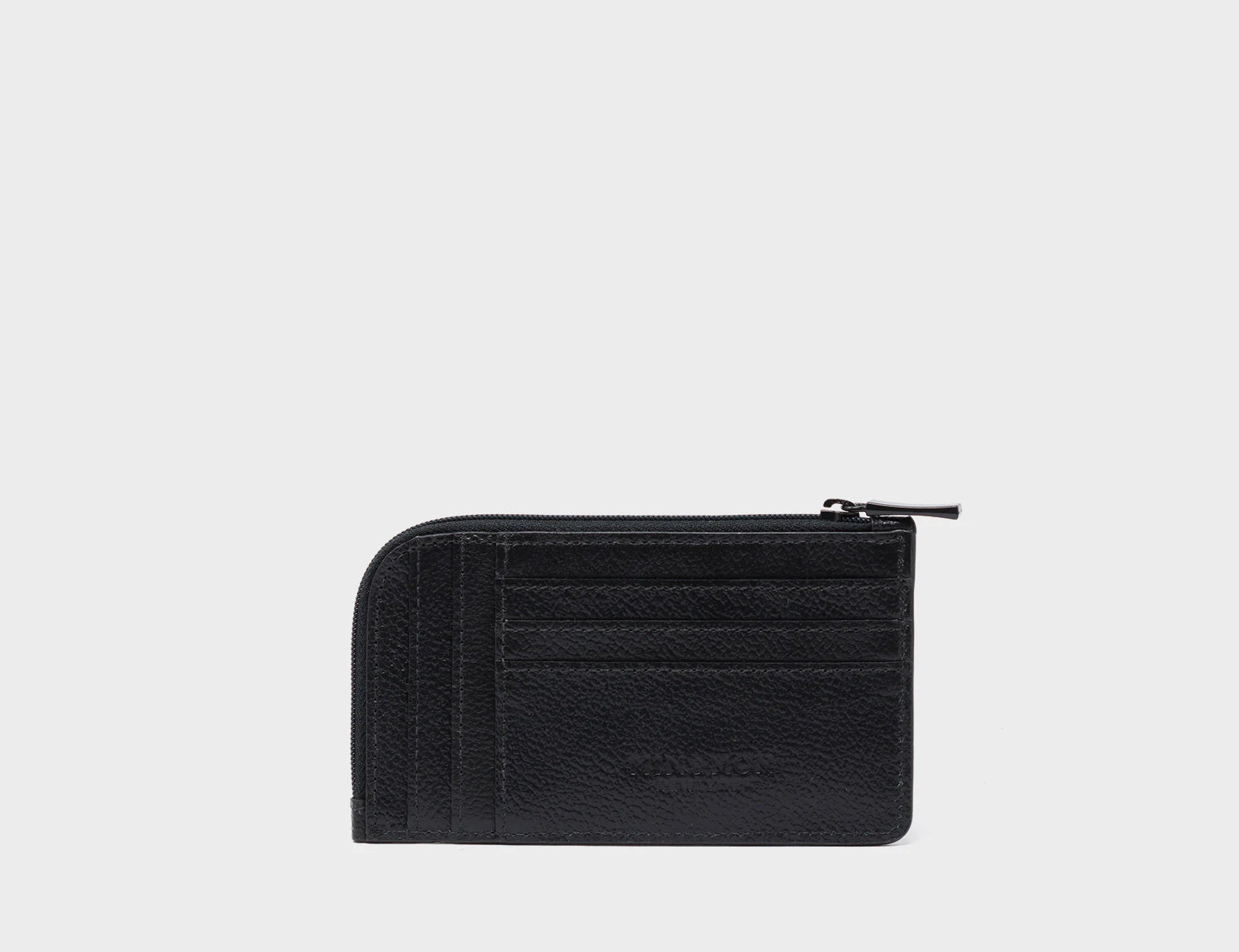 Fausto Black Leather Zip-around Cardholder - All Over Eyes Embroidery - Back View
