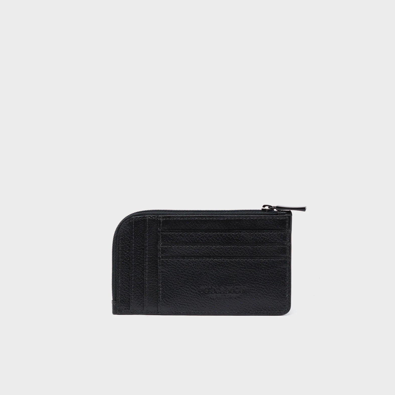 Fausto Black Leather Zip-around Cardholder - All Over Eyes Embroidery - Back View