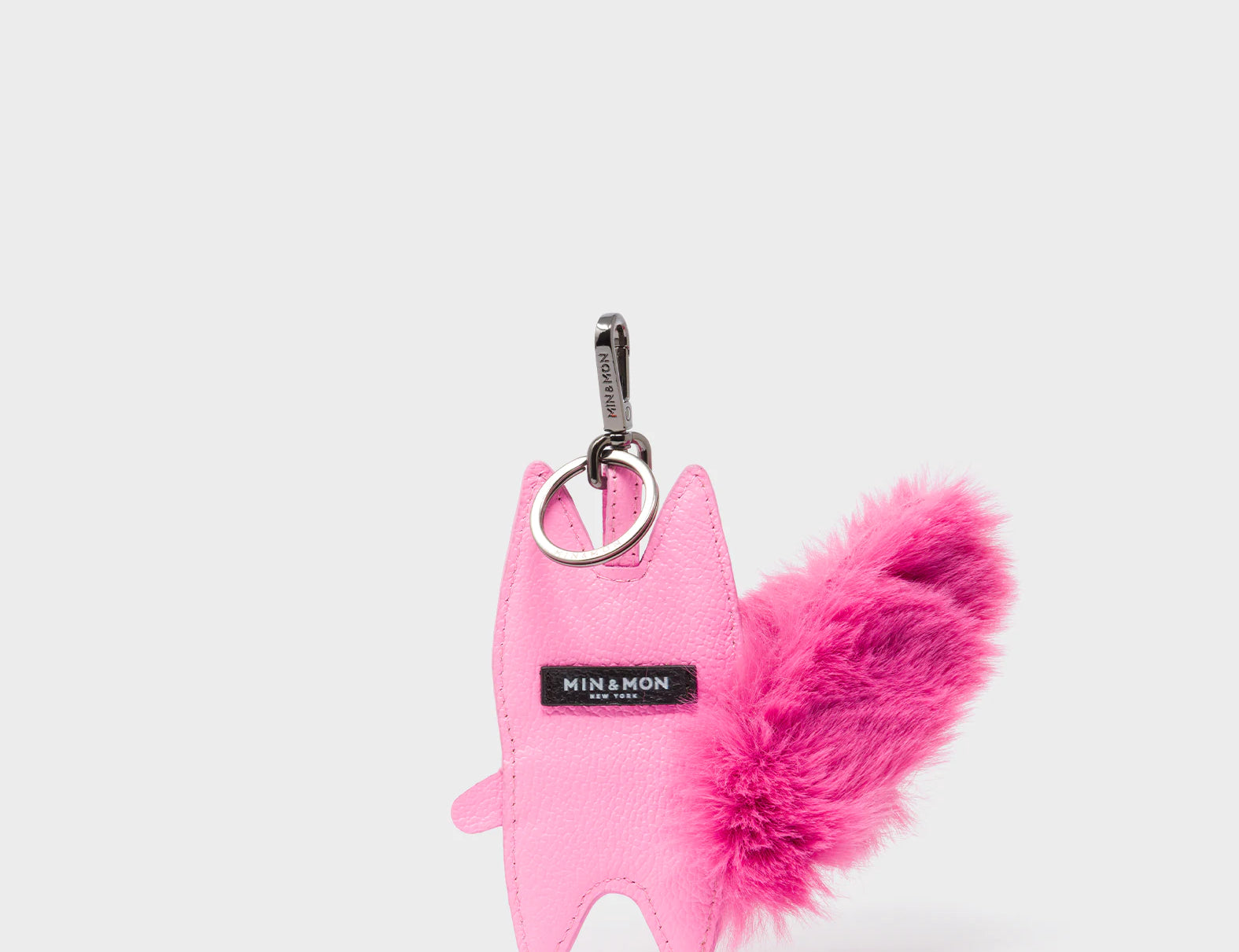 Flufftail Charm - Bubblegum Pink Leather Keychain - Back