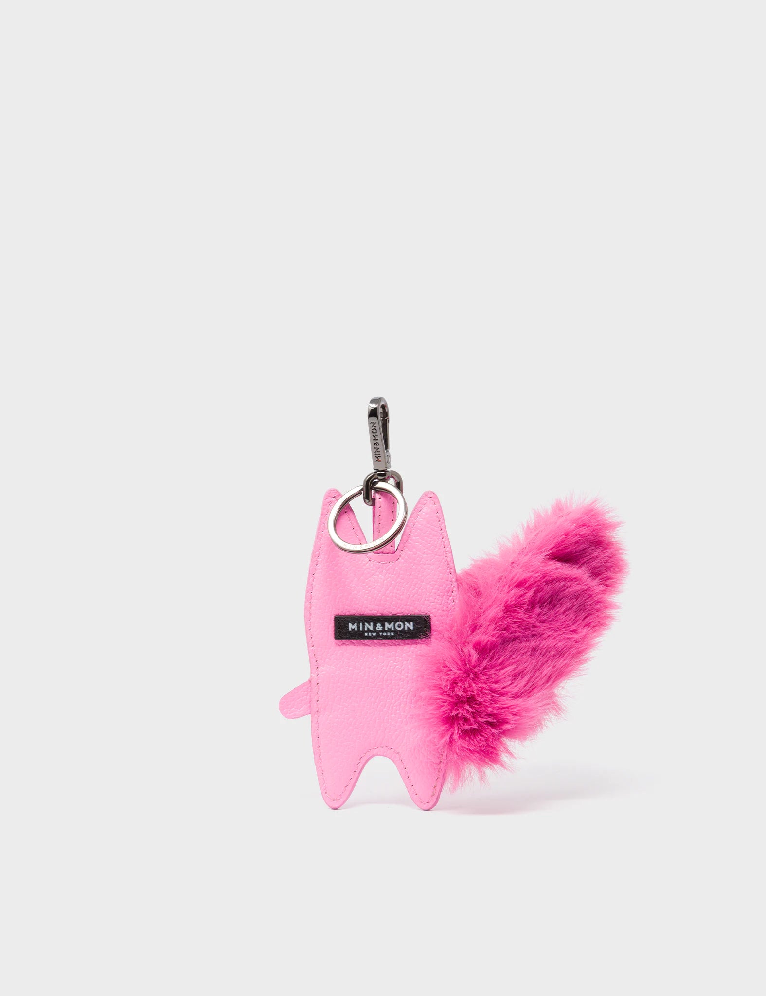 Flufftail Charm - Bubblegum Pink Leather Keychain - Back