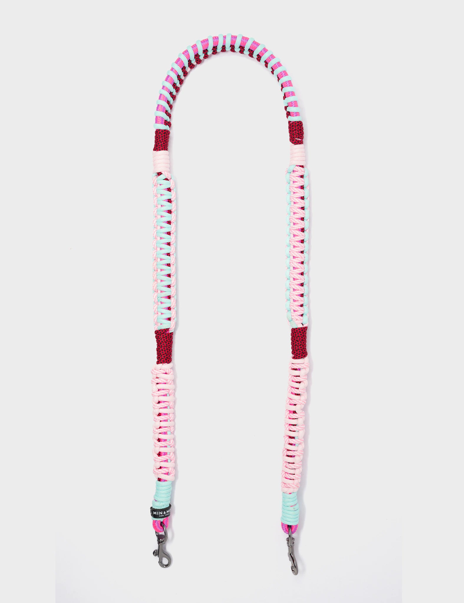 Detachable Shoulder Strap - Fuchsia, Pink and Blue Handwoven Paracord - Open View