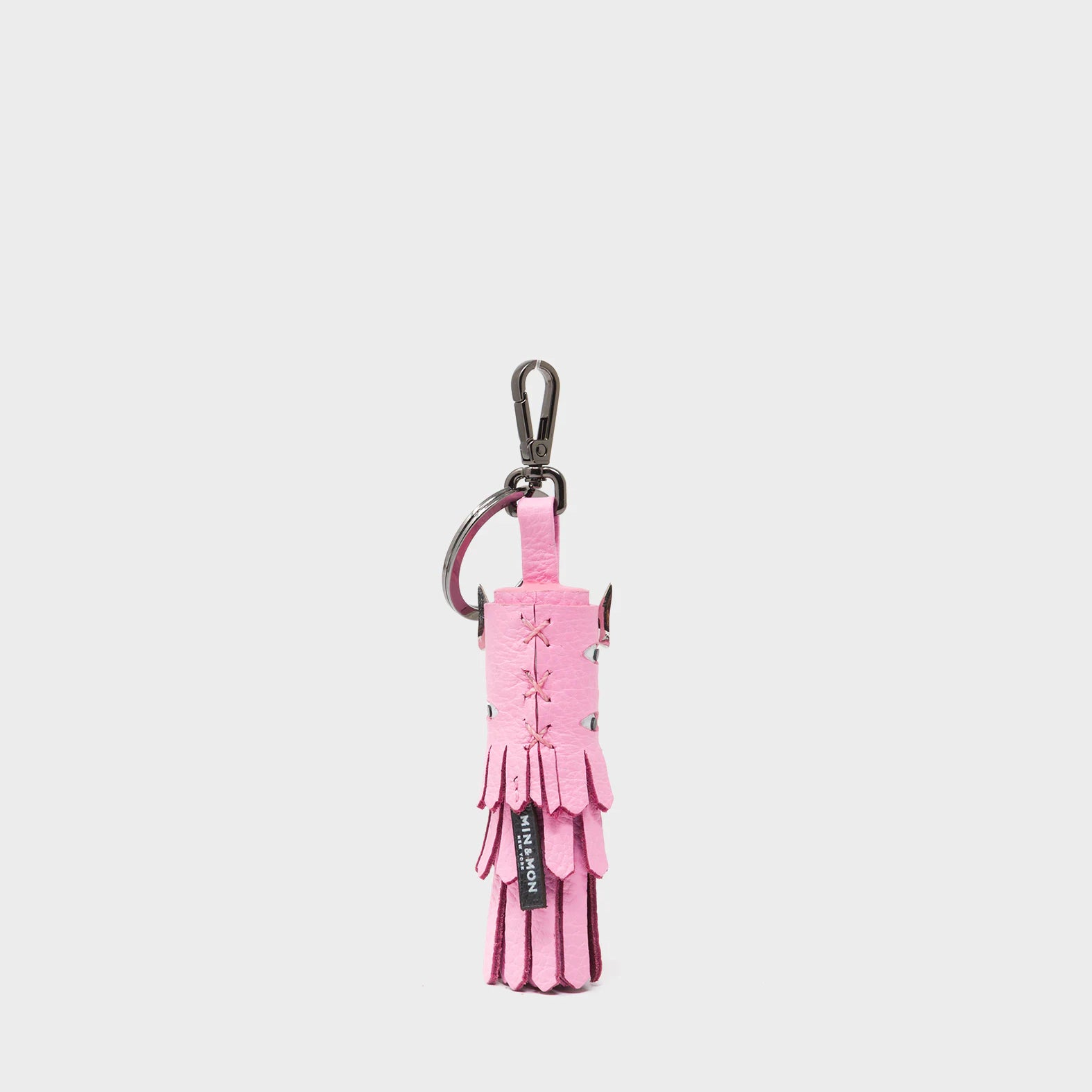 Oliver The Ox Charm - Bubblegum Pink Leather Keychain - Back