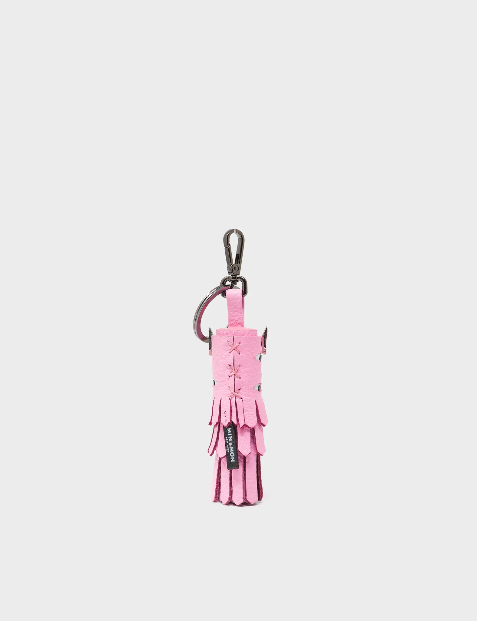 Oliver The Ox Charm - Bubblegum Pink Leather Keychain - Back