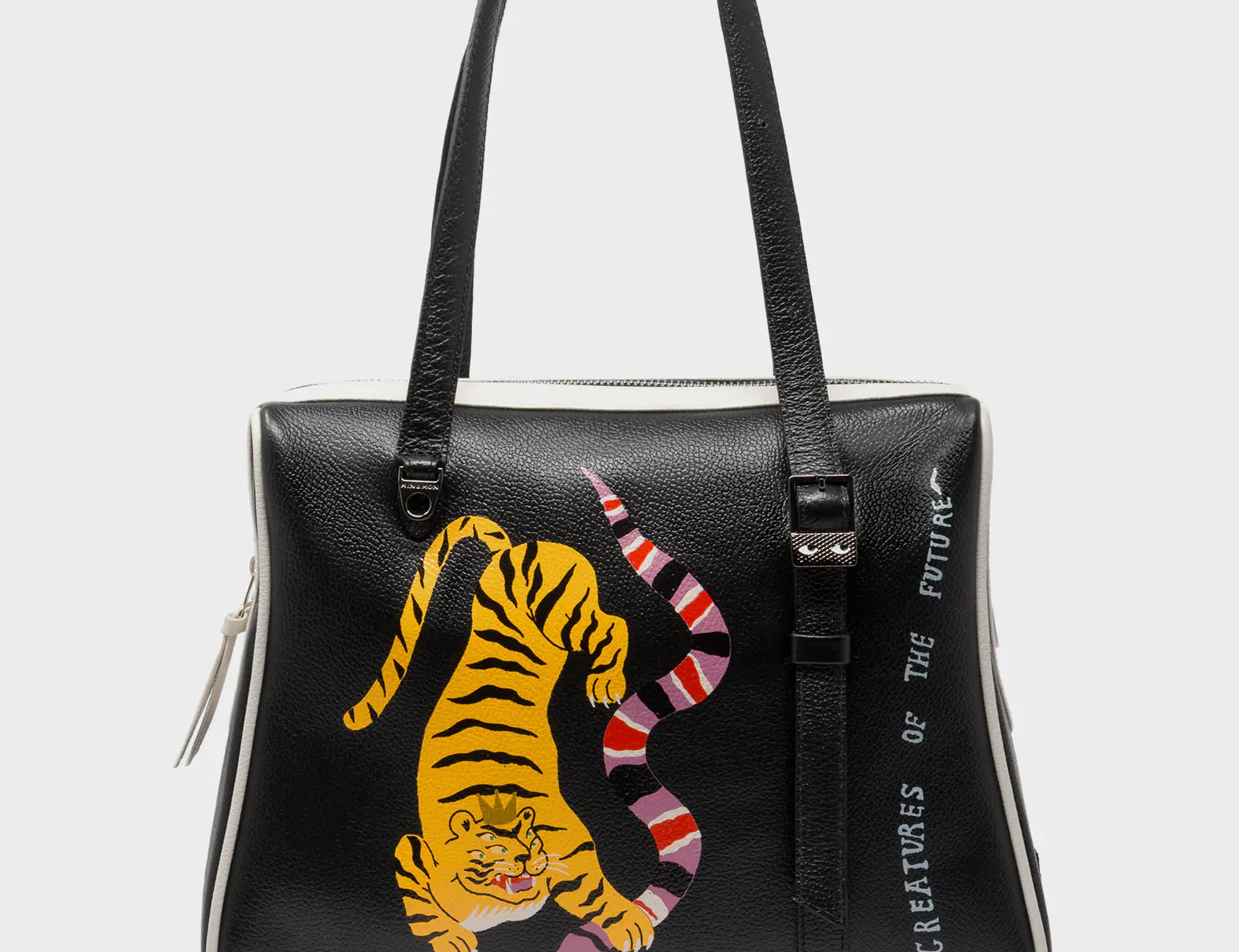 Esther Black Satchel Bag - Creatures of the Future Design - Front View
