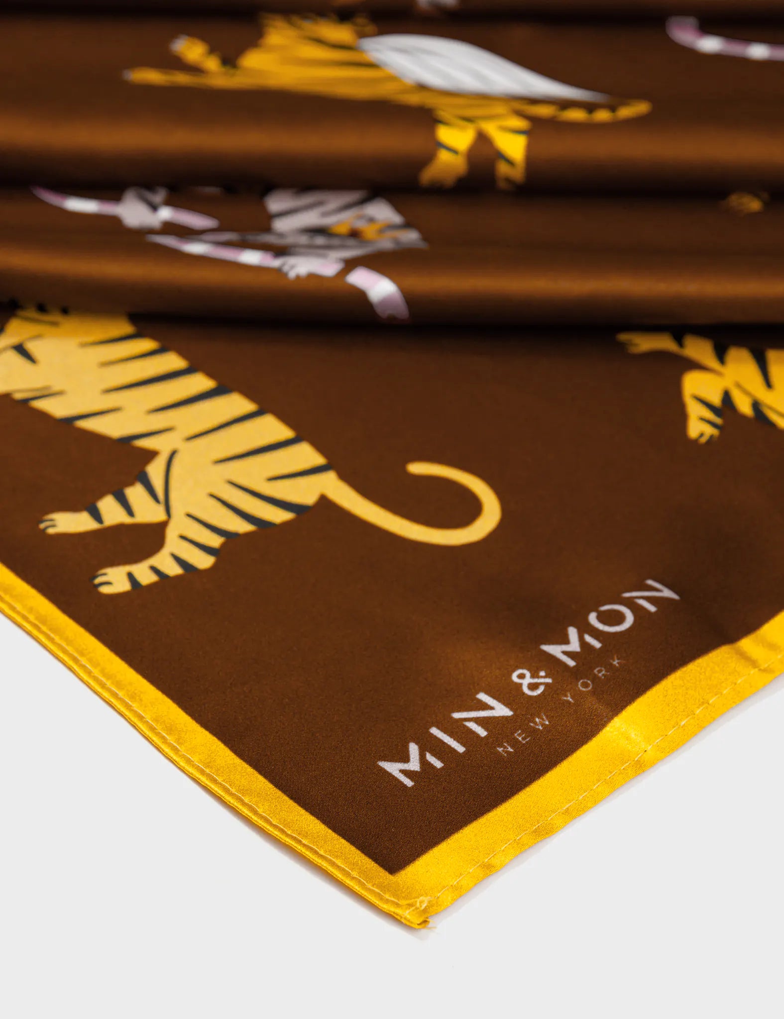 Brown Silk Headscarf - Tiger Rumble - Detail
