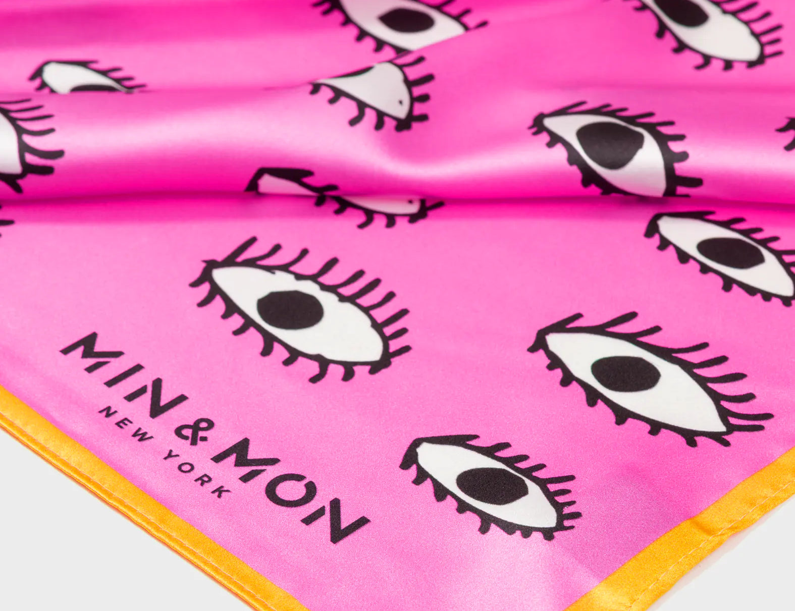 Pink Silk Headscarf - All Over Eyes - Detail