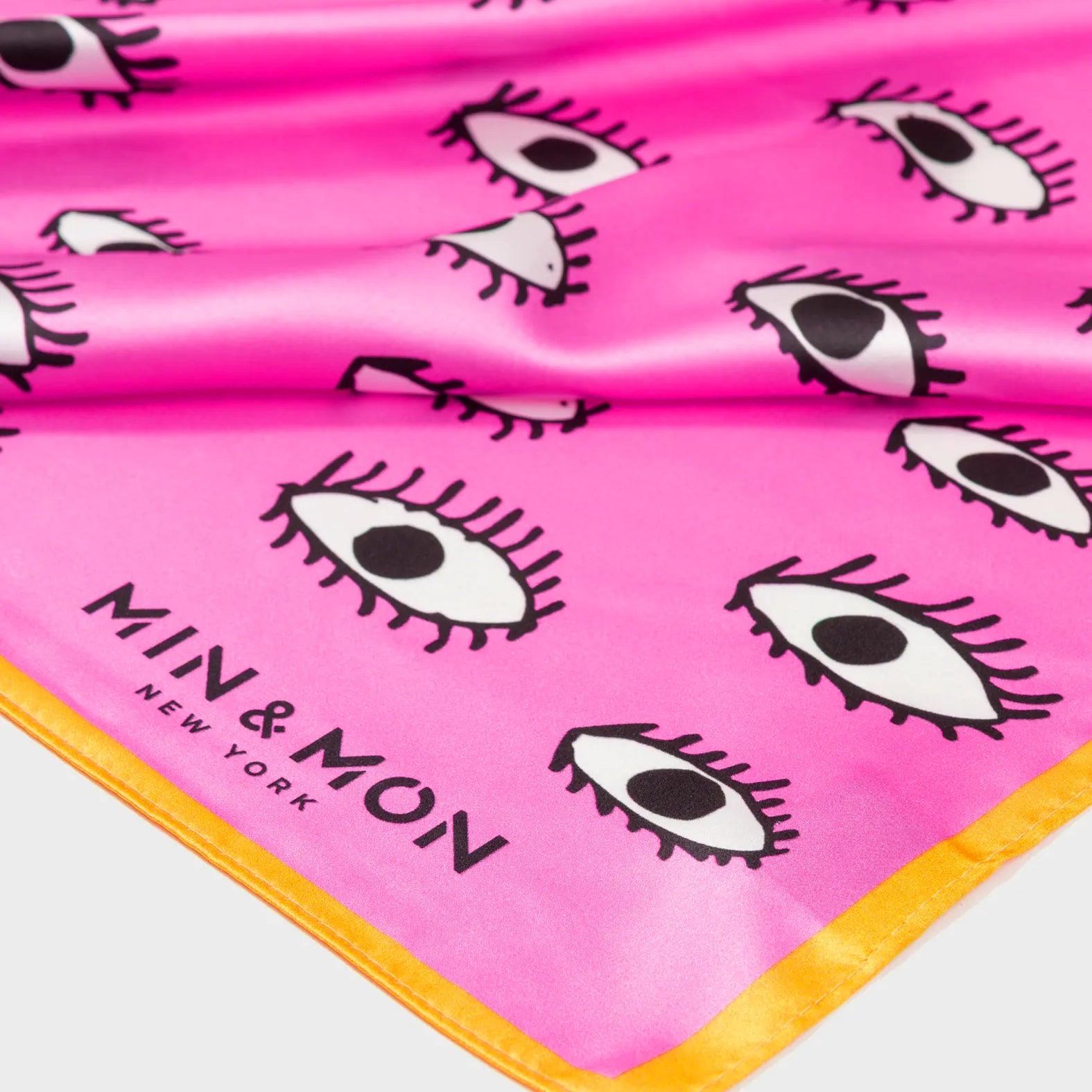 Pink Silk Headscarf - All Over Eyes - Detail