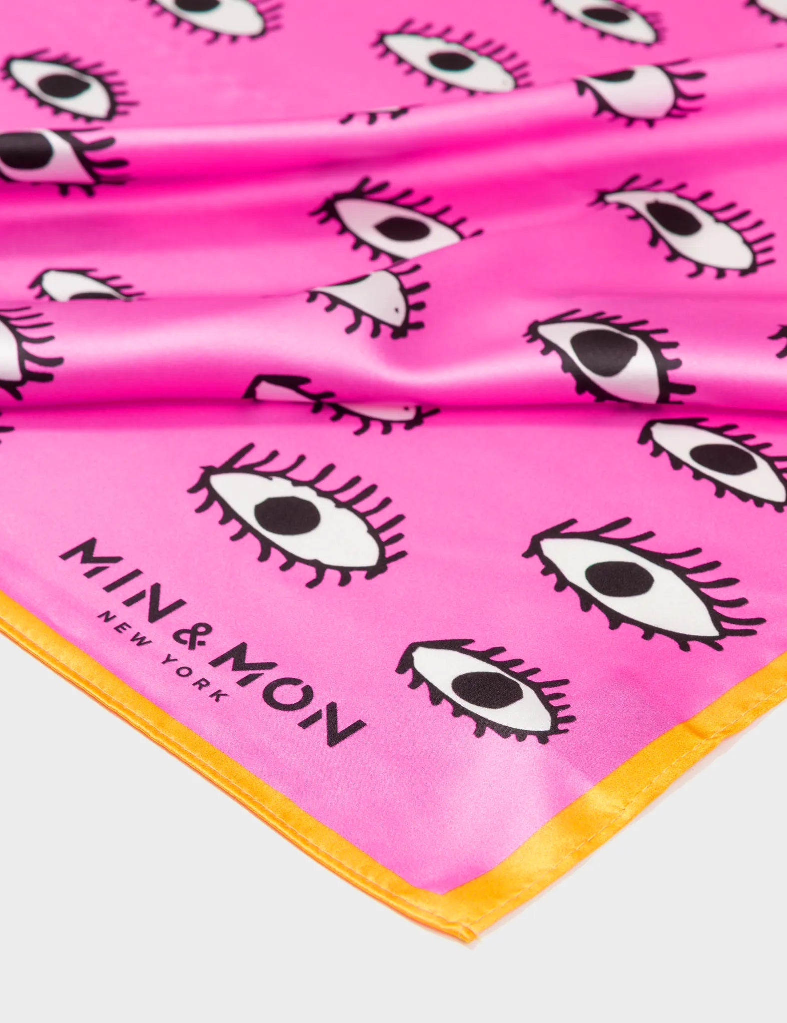 Pink Silk Headscarf - All Over Eyes - Detail