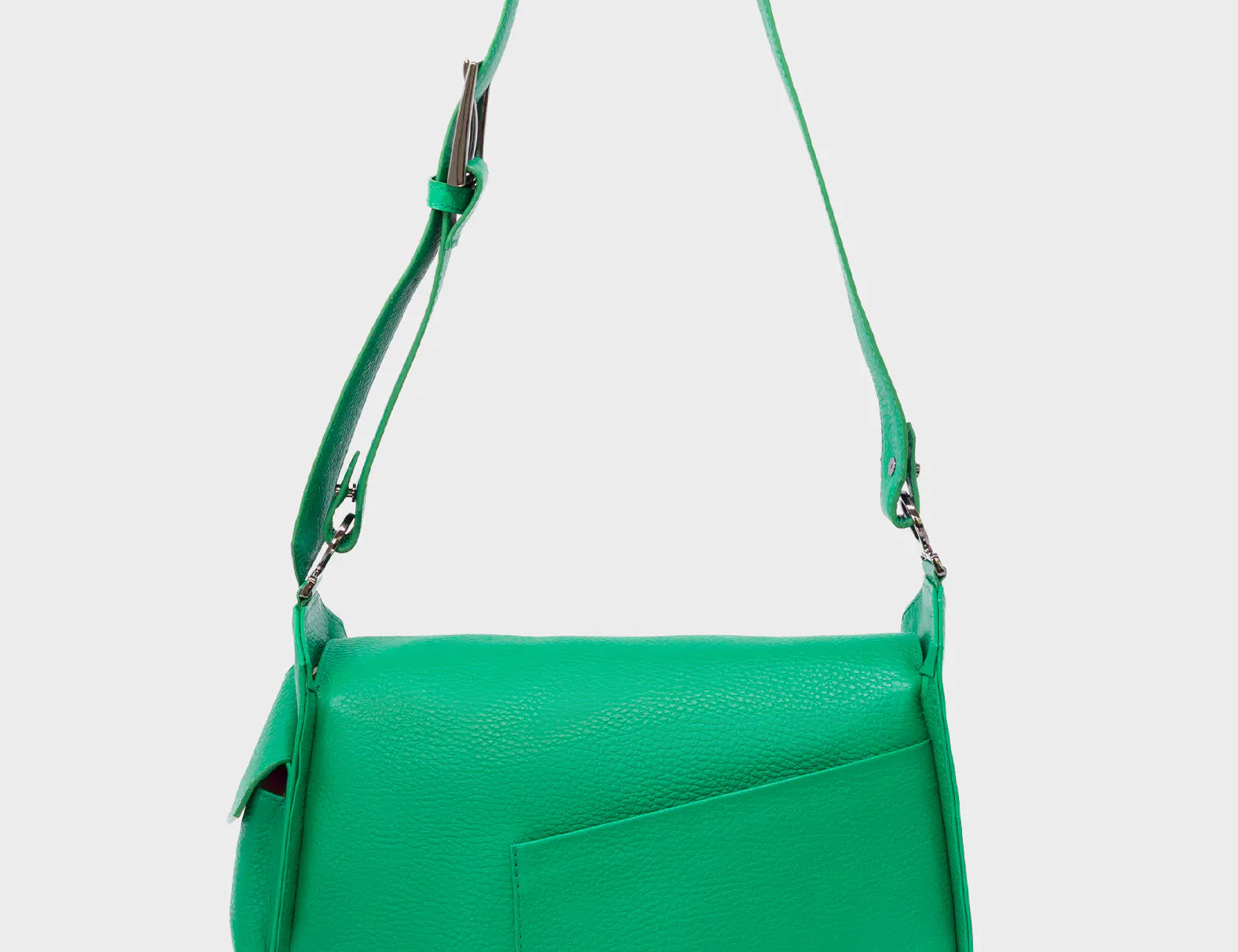 Houston Irish Green Leather Shoulder Bag - All Over Eyes Embroidery - Back View