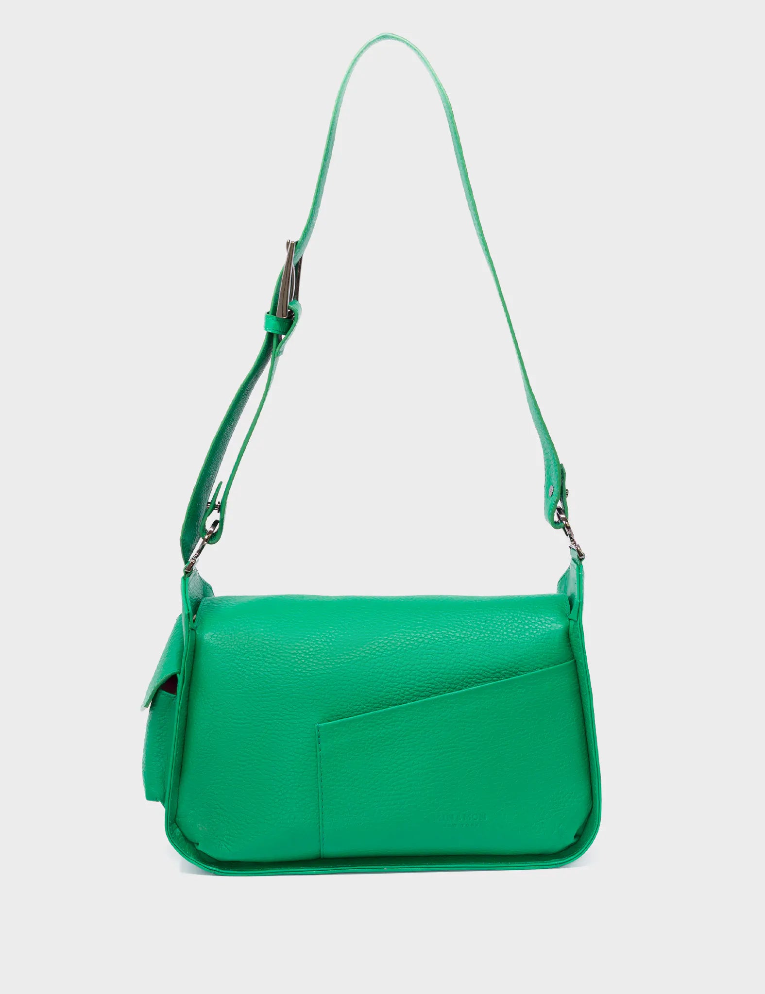 Houston Irish Green Leather Shoulder Bag - All Over Eyes Embroidery - Back View