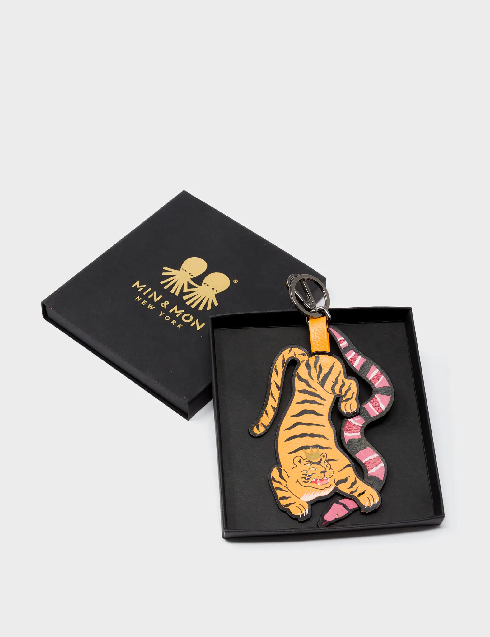 Tiger and Snake Charm - Marigold Leather Keychain - Package