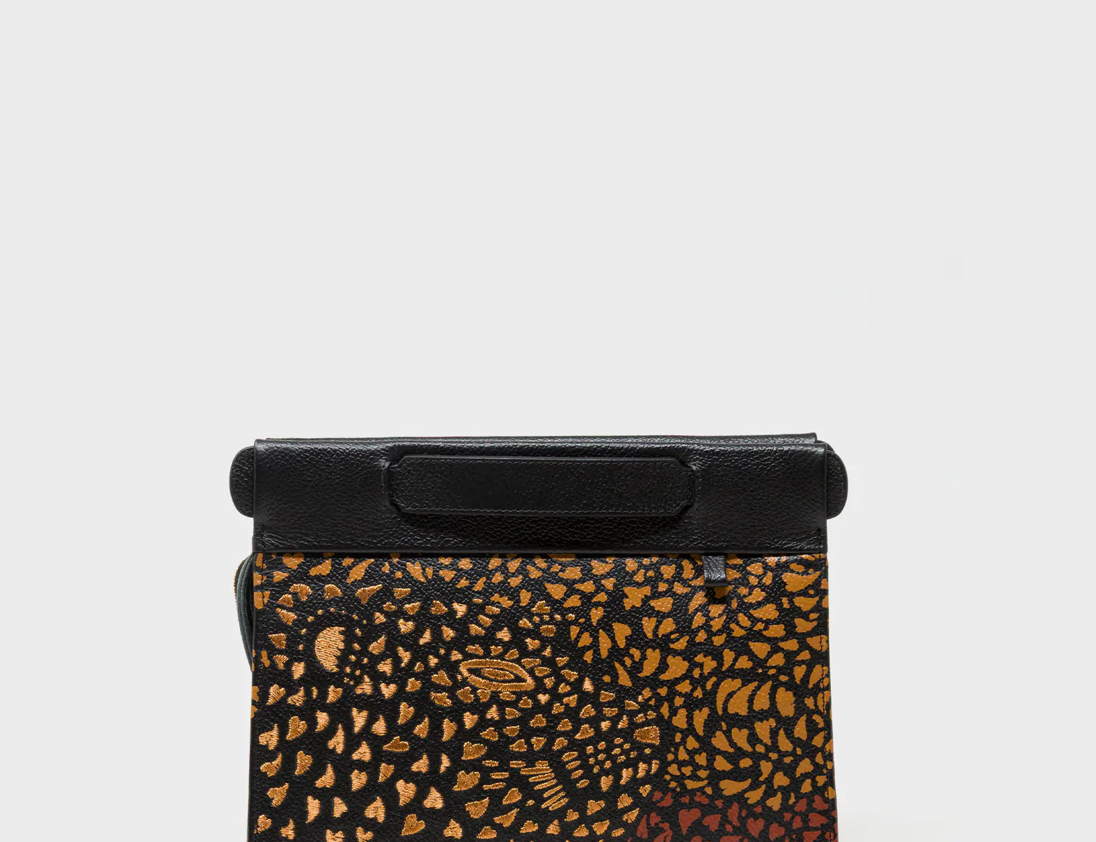 Vali Crossbody Black Leather Bag - Wild Heart Embroidery -  Front View