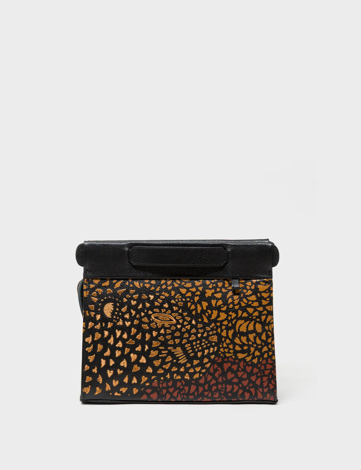 Vali Crossbody Black Leather Bag - Wild Heart Embroidery -  Front View