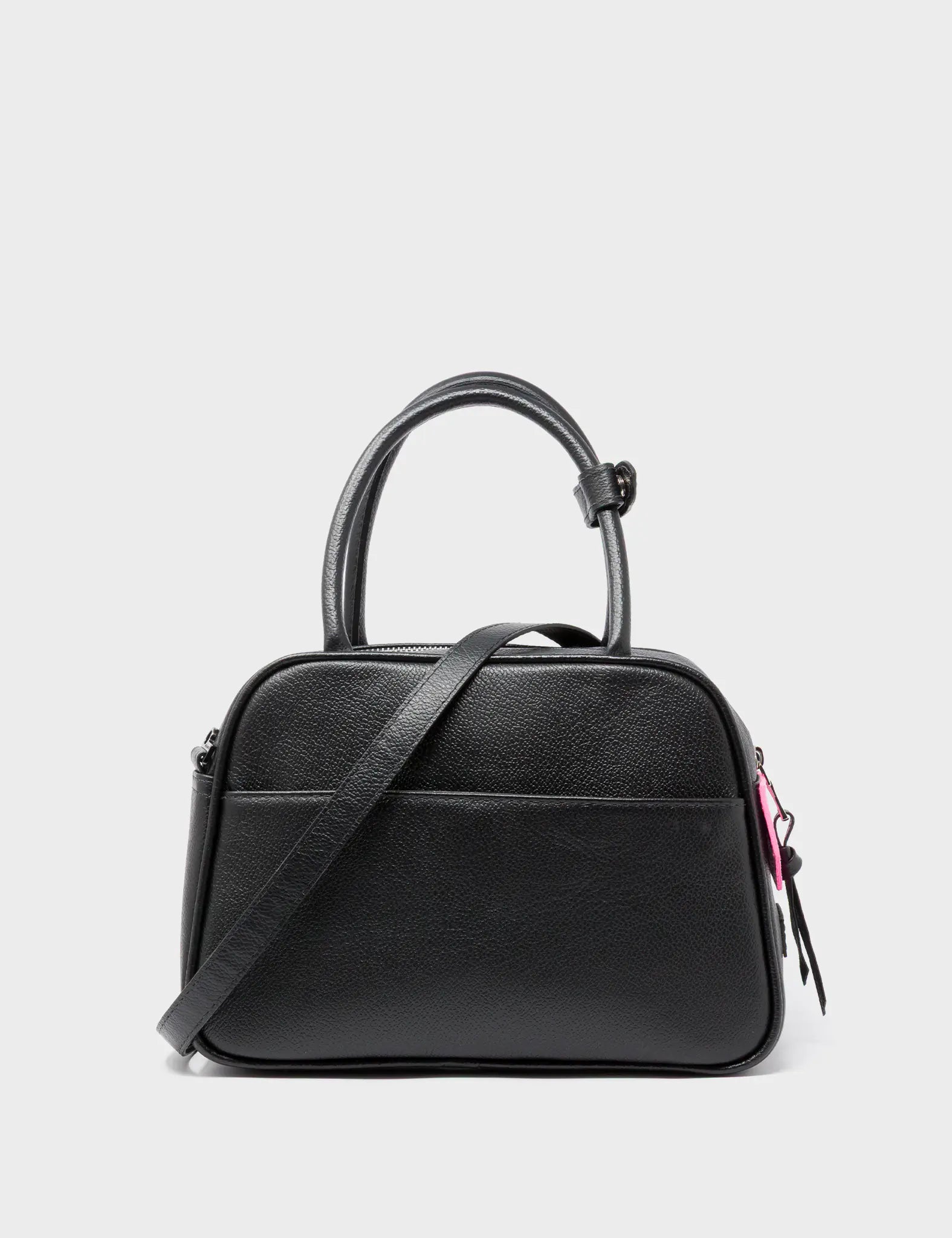 Marino Medium Crossbody Black Leather Bag - Tiger And Snake Print - Back View