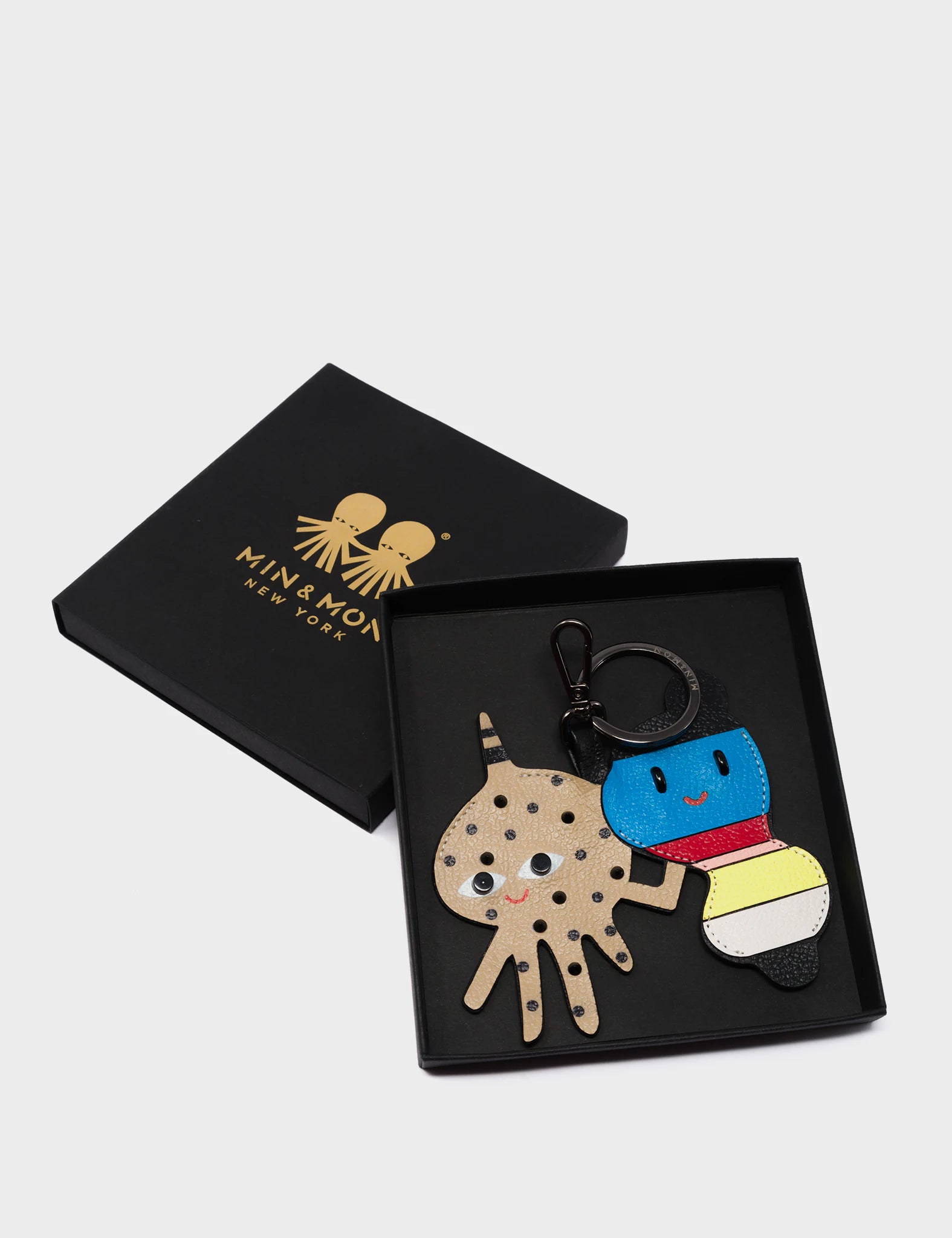 Friends - Blue and Brown Leather Keychain - Packaging View