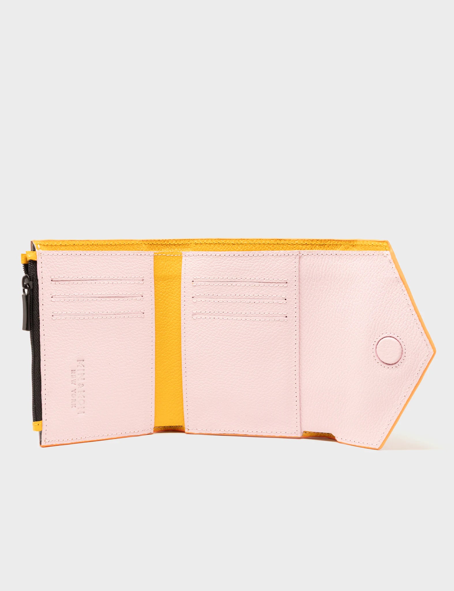 Fiona Baked City Brown Leather Wallet - Retro Tiger Embroidery - Open