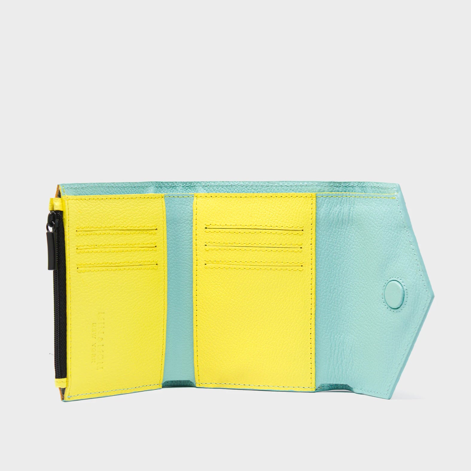 Fiona Golden Glow Leather Wallet - Lovestitch Design - open