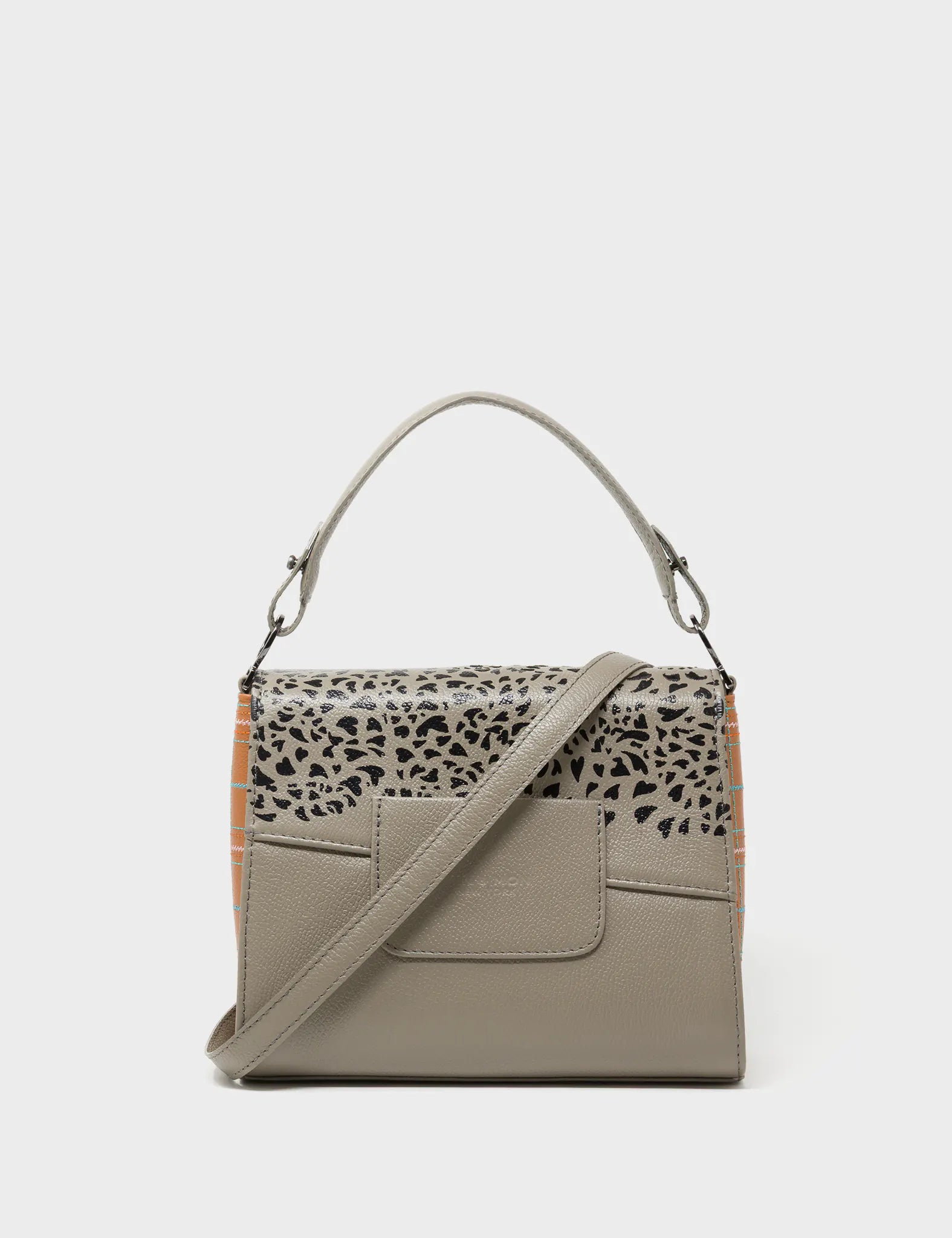 Anastasio Mini Crossbody Handbag Tuffet Brown Leather - Retro Tiger Embroidery - Back View