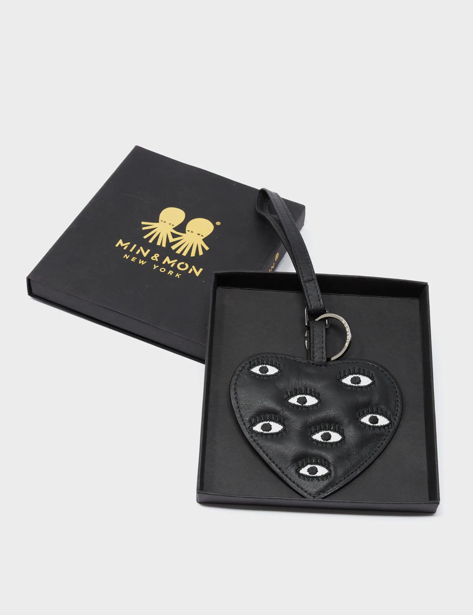 Heart - Black Leather Bag Charm - Package