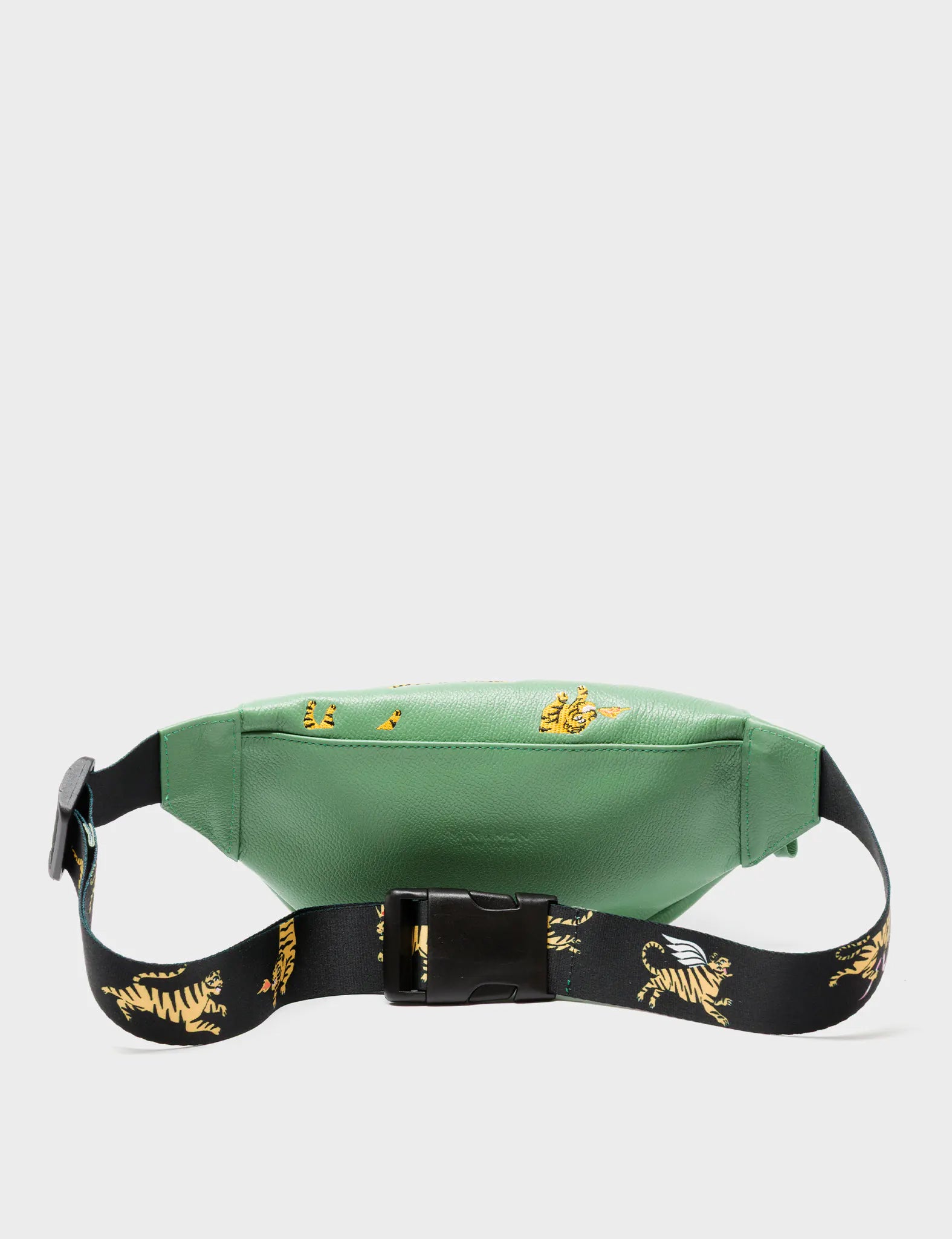 Harold Fanny Pack Basil Green Leather - Tigers Pattern - Back