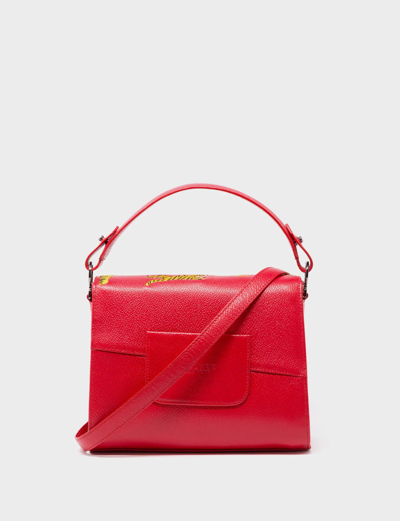 Anastasio Mini Crossbody Handbag Jester Red Leather - Tigers Pattern - Back