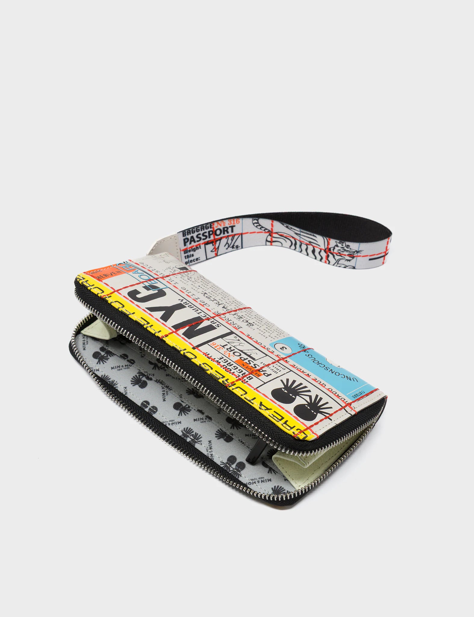 Francis Cream Leather Wallet - Kind Type Print - Open