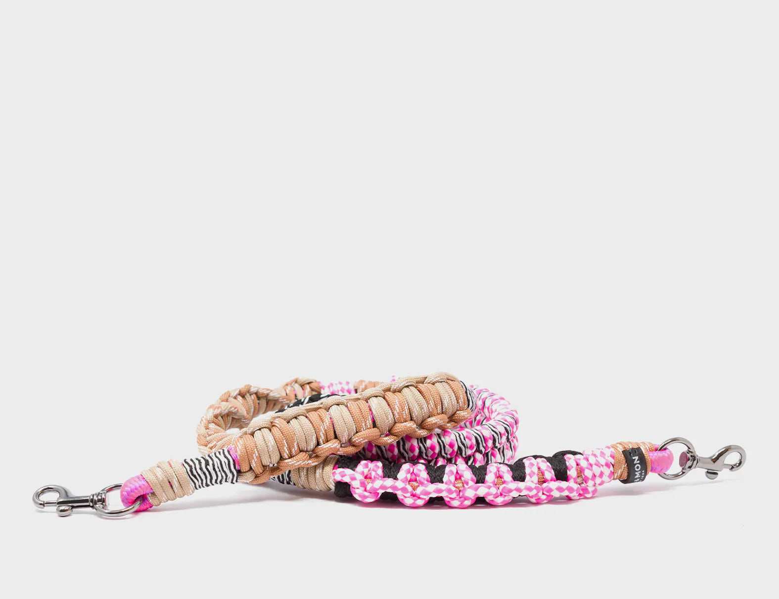 Detachable Shoulder Strap - Black, Fuchsia and Pink Handwoven Paracord - Main View