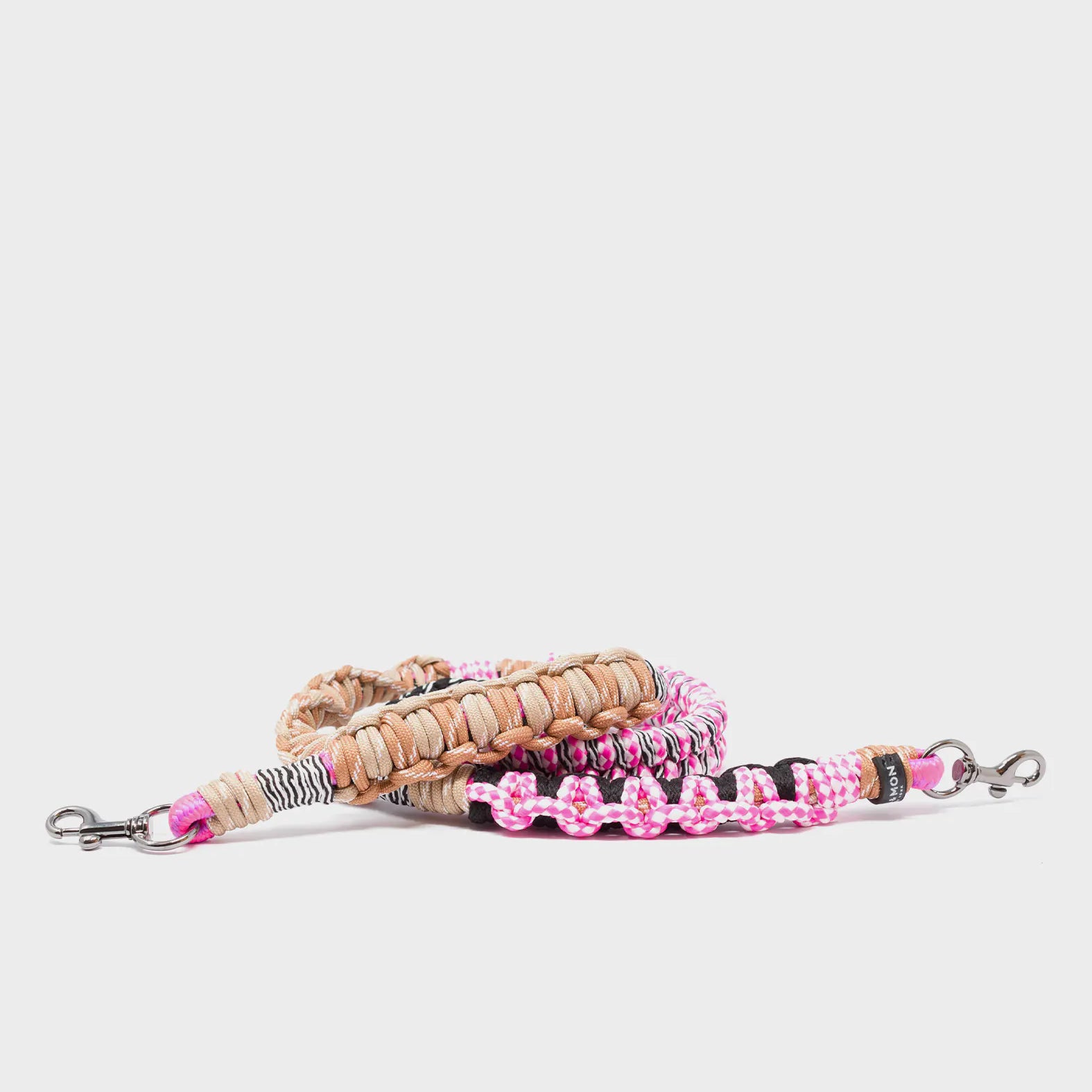 Detachable Shoulder Strap - Black, Fuchsia and Pink Handwoven Paracord - Main View