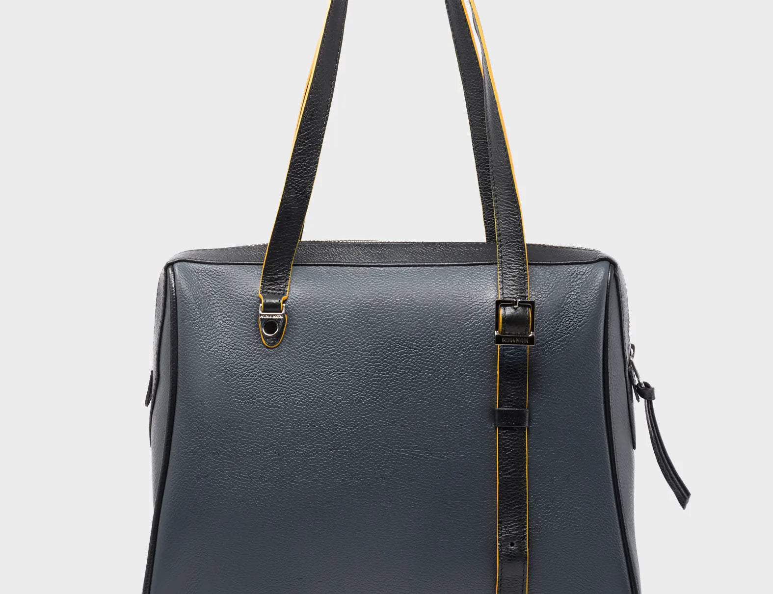 Esther Stormy Gray Satchel Bag - Happy Tiger Embroidery - Back View