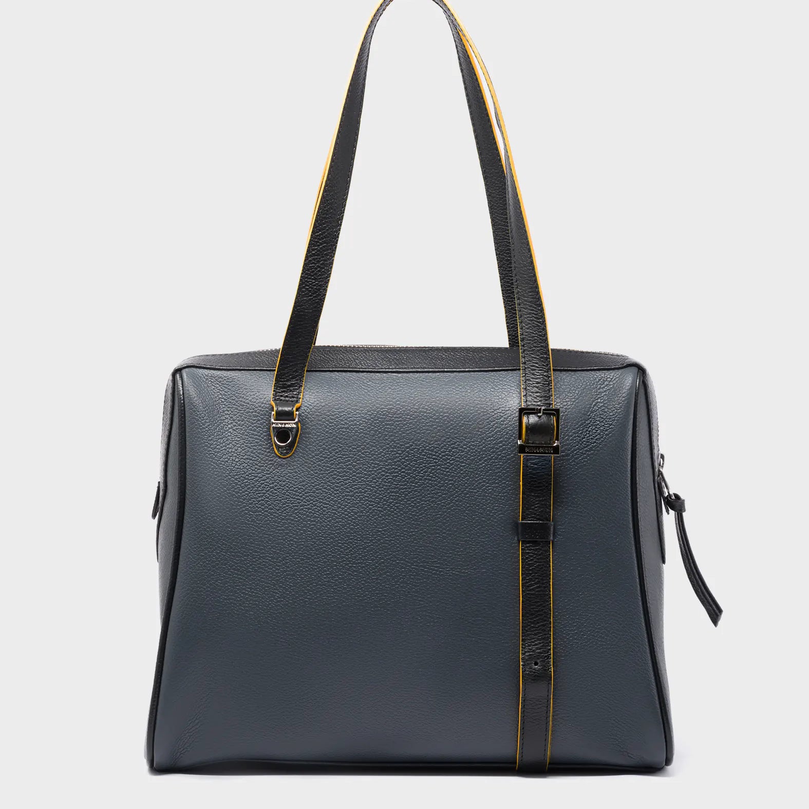 Esther Stormy Gray Satchel Bag - Happy Tiger Embroidery - Back View