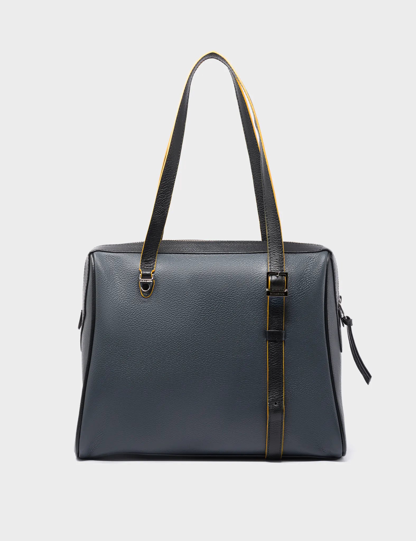 Esther Stormy Gray Satchel Bag - Happy Tiger Embroidery - Back View