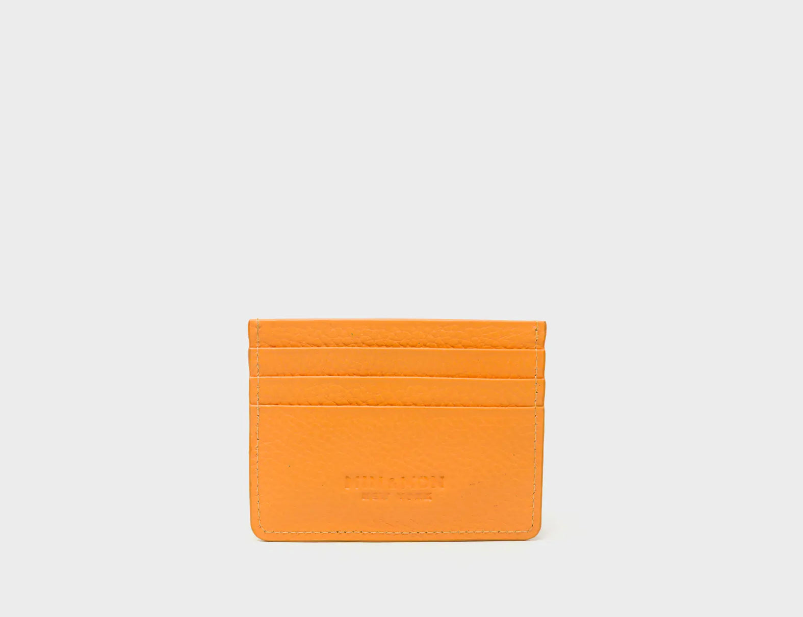 Filium Flamingo Orange Leather Cardholder - All Over Eyes Embroidery - Back View