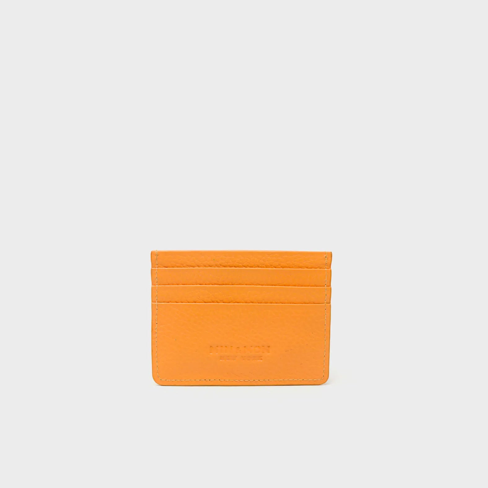 Filium Flamingo Orange Leather Cardholder - All Over Eyes Embroidery - Back View