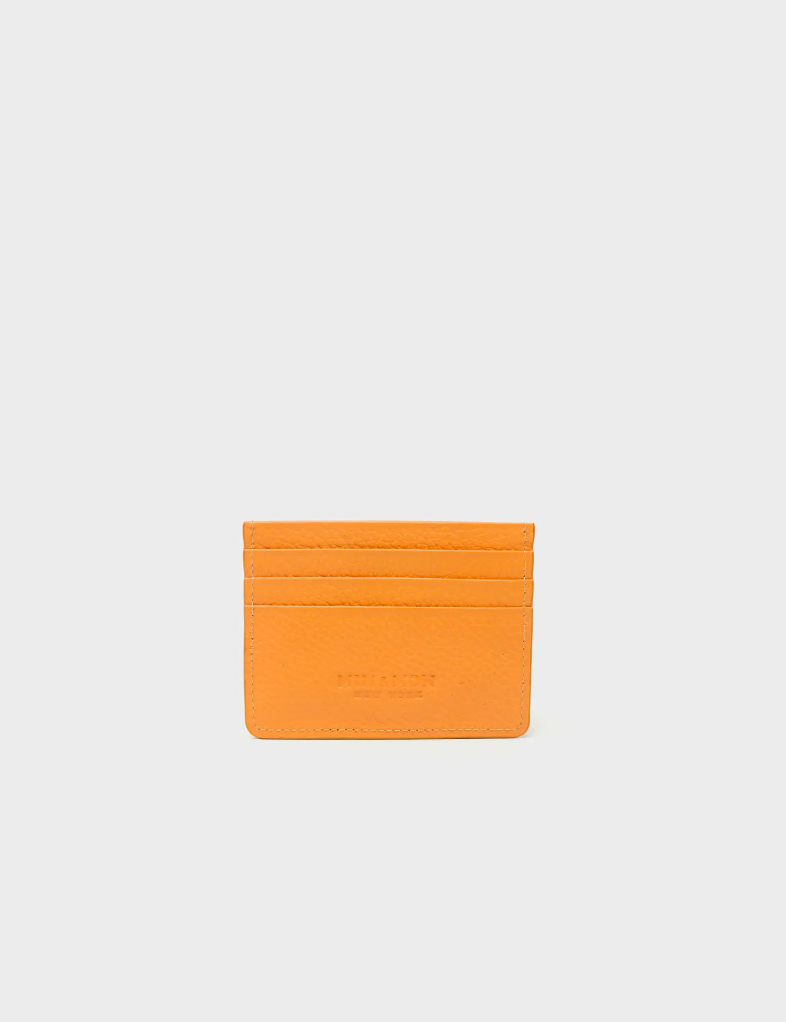 Filium Flamingo Orange Leather Cardholder - All Over Eyes Embroidery - Back View
