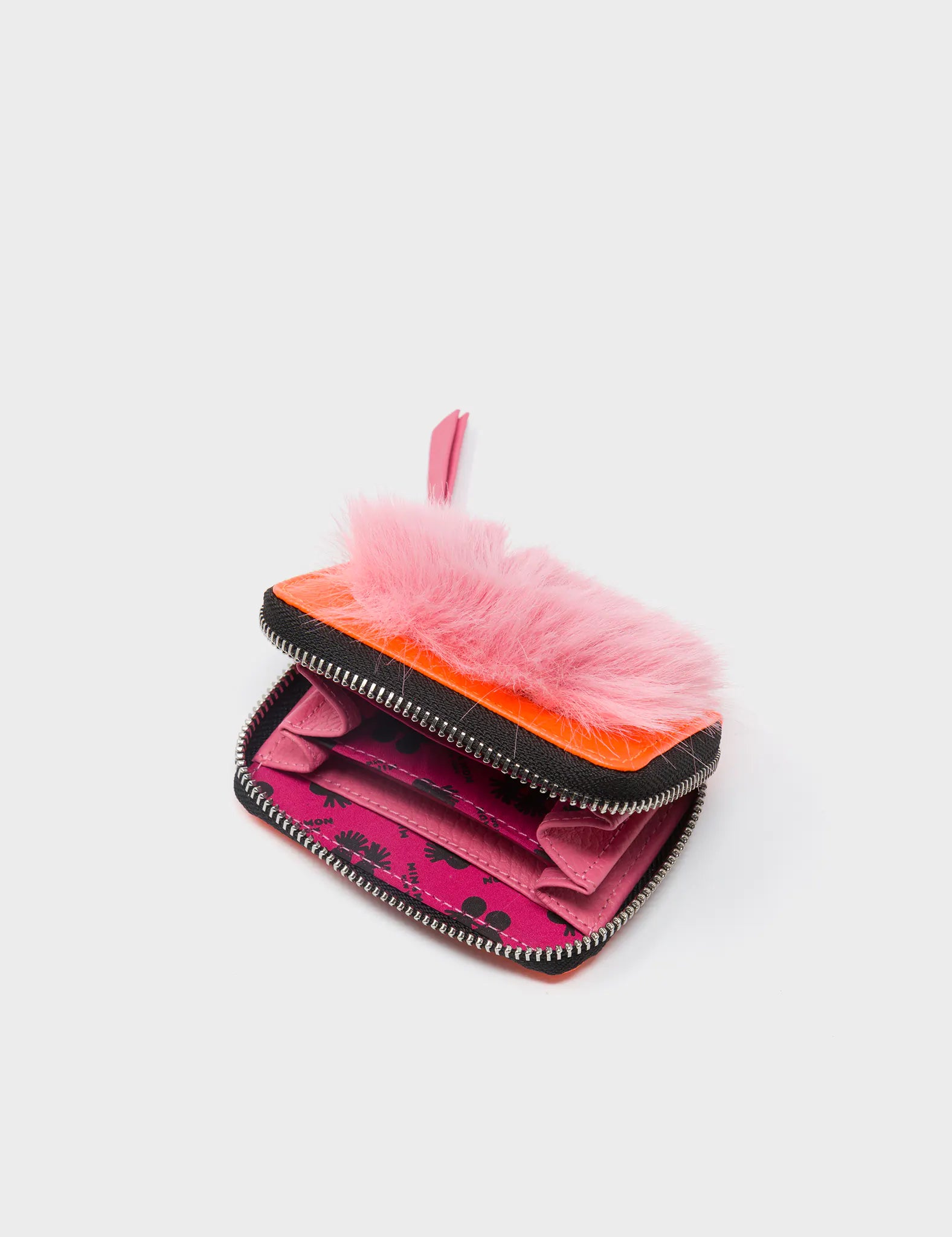 Frodo Neon Orange Leather Zip Around Wallet - Fuzzy Monster Frodo Neon Orange Leather Zip Around Wallet - Fuzzy Monster