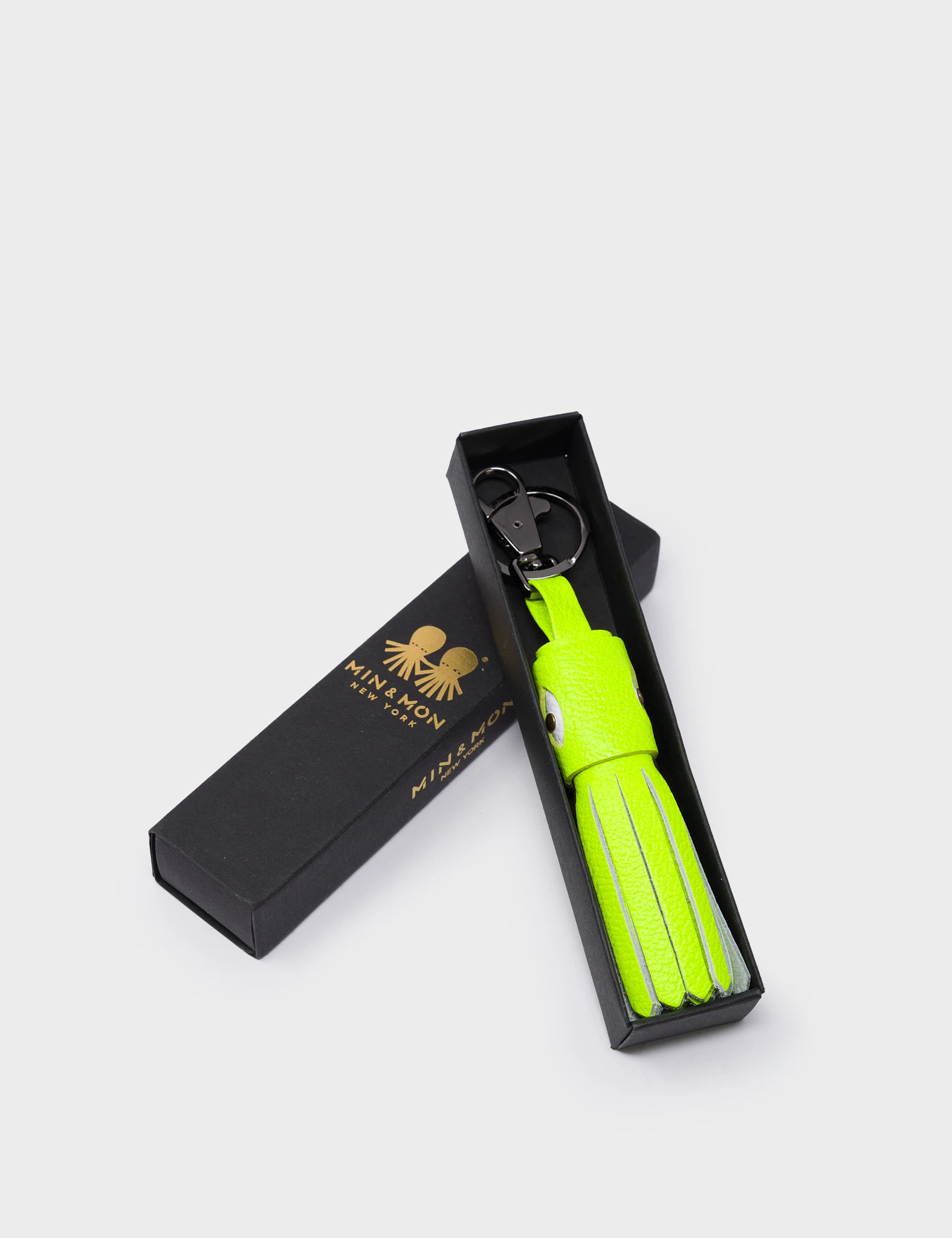 Callie Marie Hue Charm - Neon Yellow Leather Keychain - Box