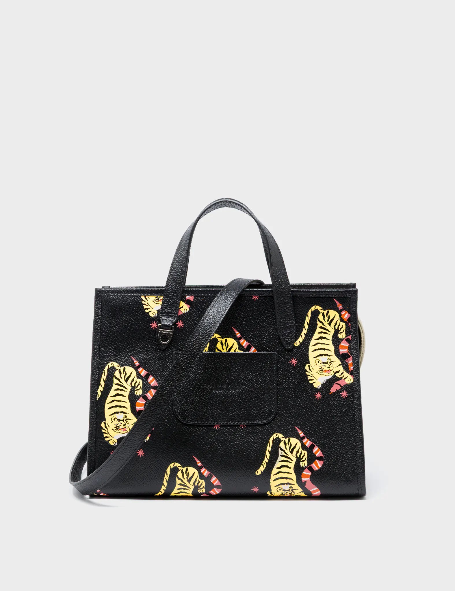 Simon Black Leather Medium Handbag - Creatures of the Future Design - Back View