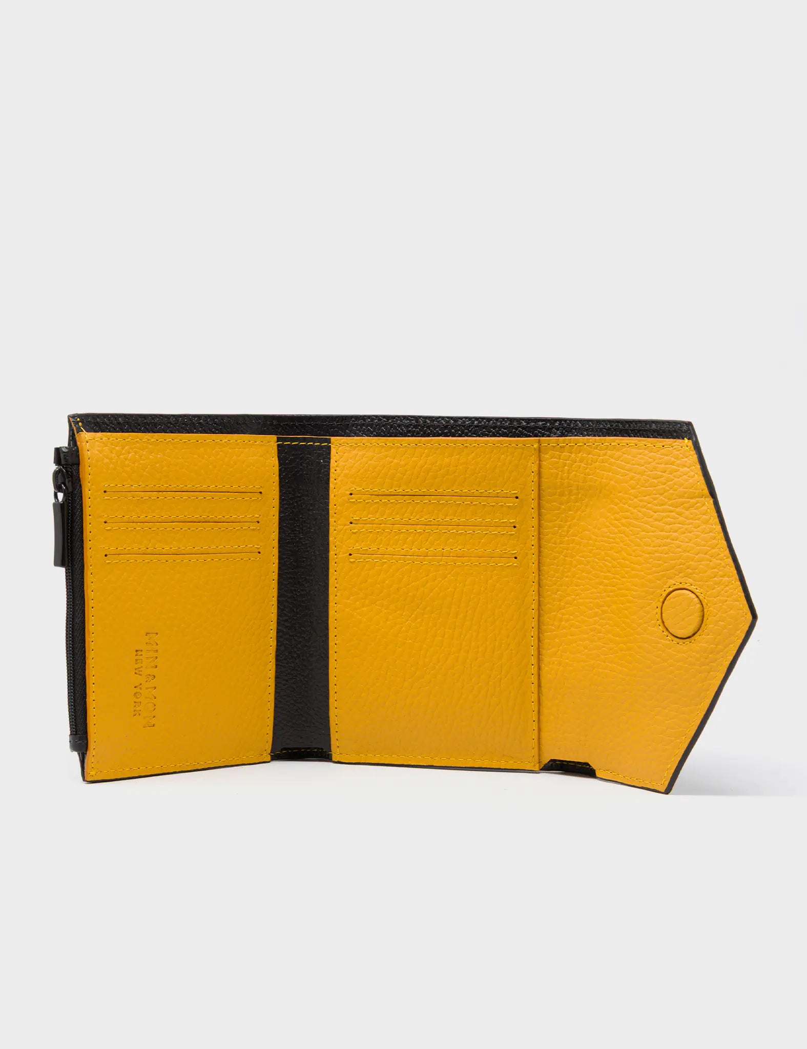 Fiona Black Leather Wallet - Tiger King Pattern - Open View