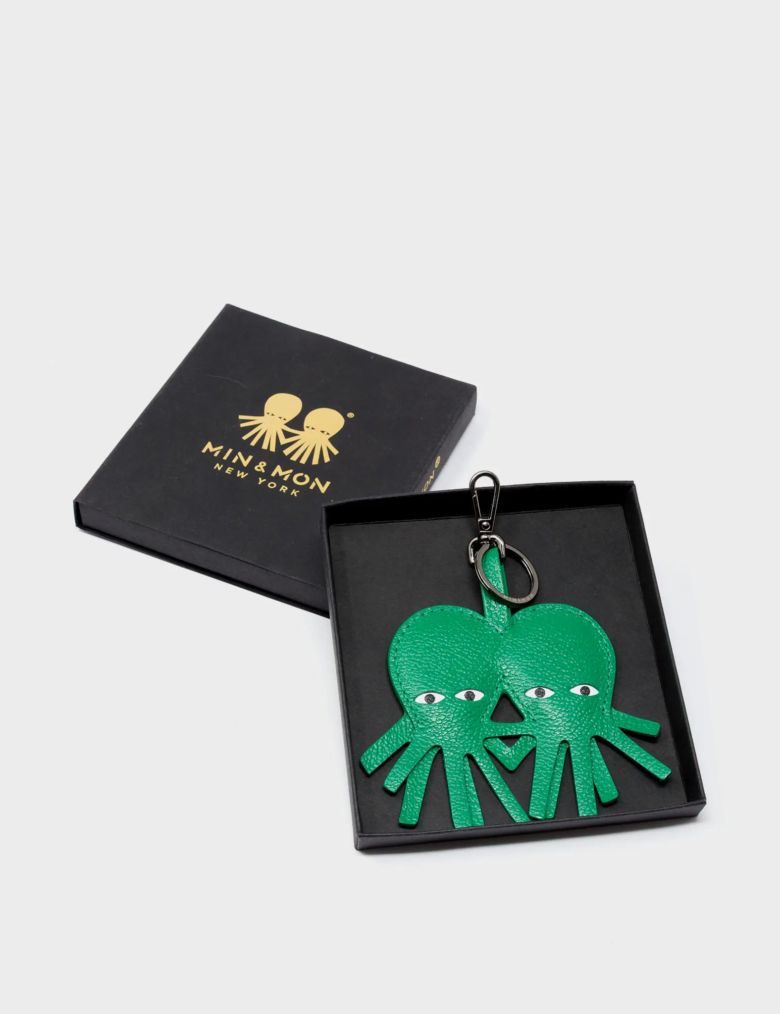 Octotwins Charm - Ireland Green Leather Keychain - package
