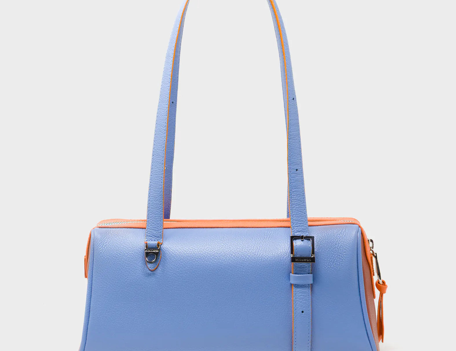 Esther Vista Blue Satchel Mini Bag - Retro Tiger Embroidery - Back View