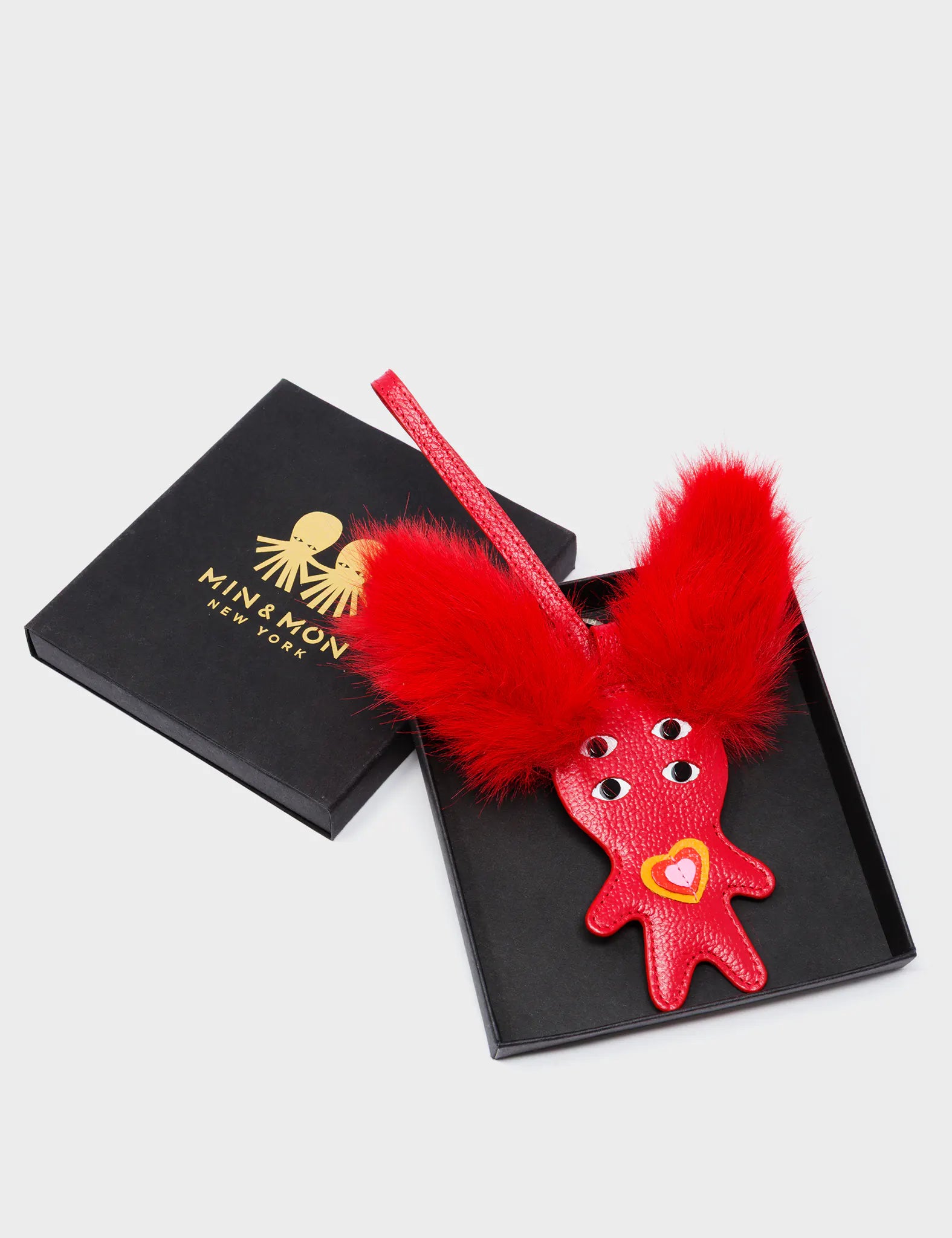 Fluffy Fella - Jester Red Leather Bag Charm - Package