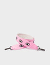 Detachable Taffy Pink Leather Shoulder Strap - All Over Eyes Embroidery
